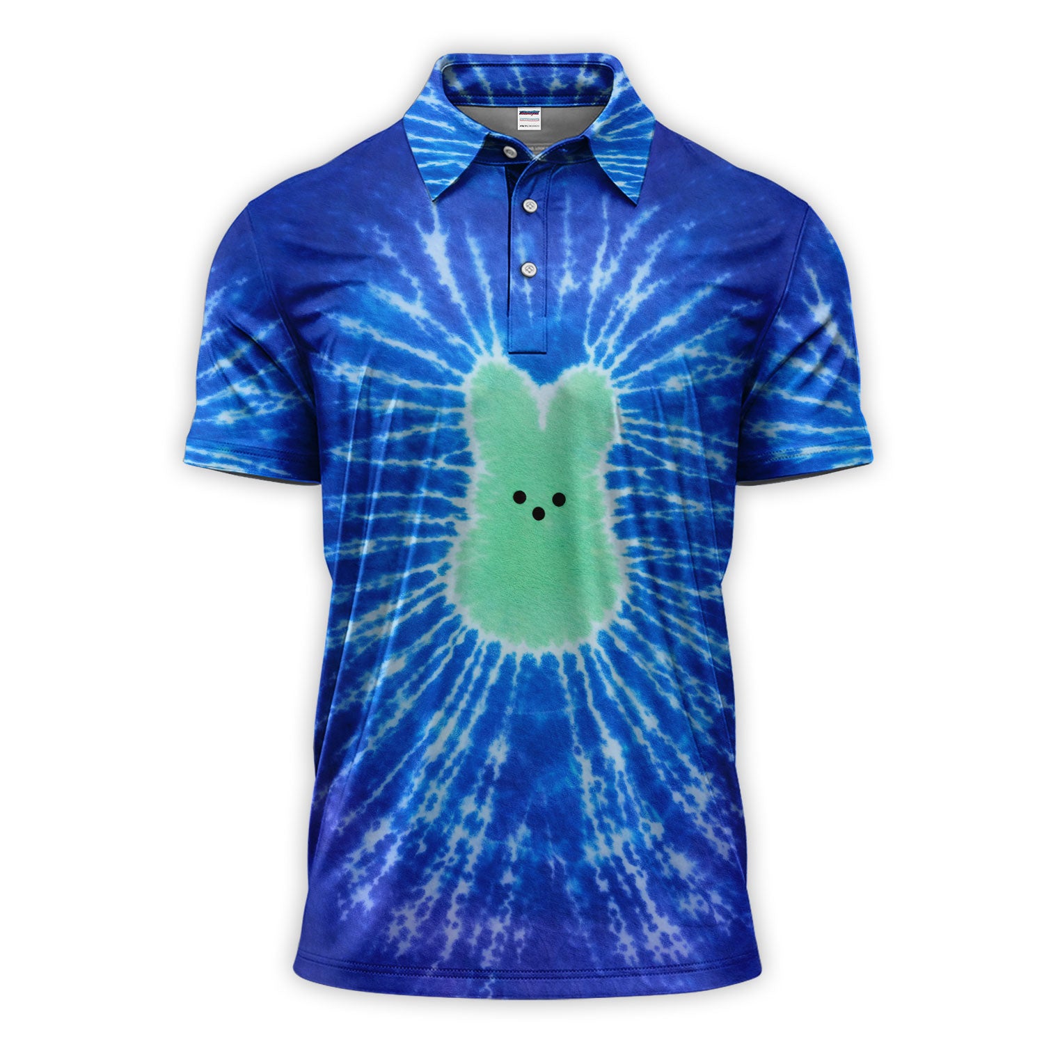Tie Dye Bunny Golf Pattern Shirt For Men, Funny Bunny Golf Polo Shirt, Unique Golf Gift For Golfer