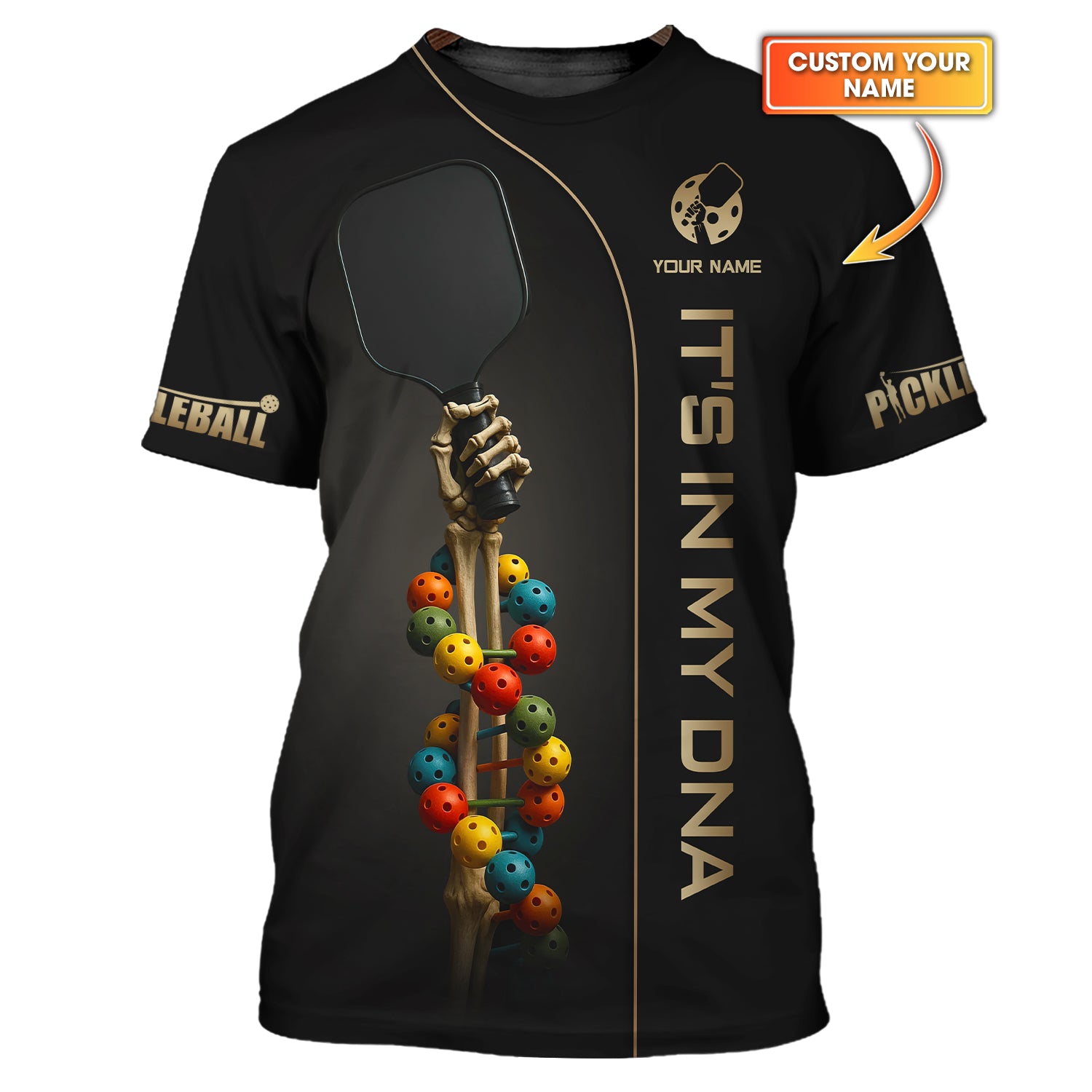 Custom Pickleball DNA Polo, Skull Funny Pickle ball Shirt for Men, Pickleball Gift for Players