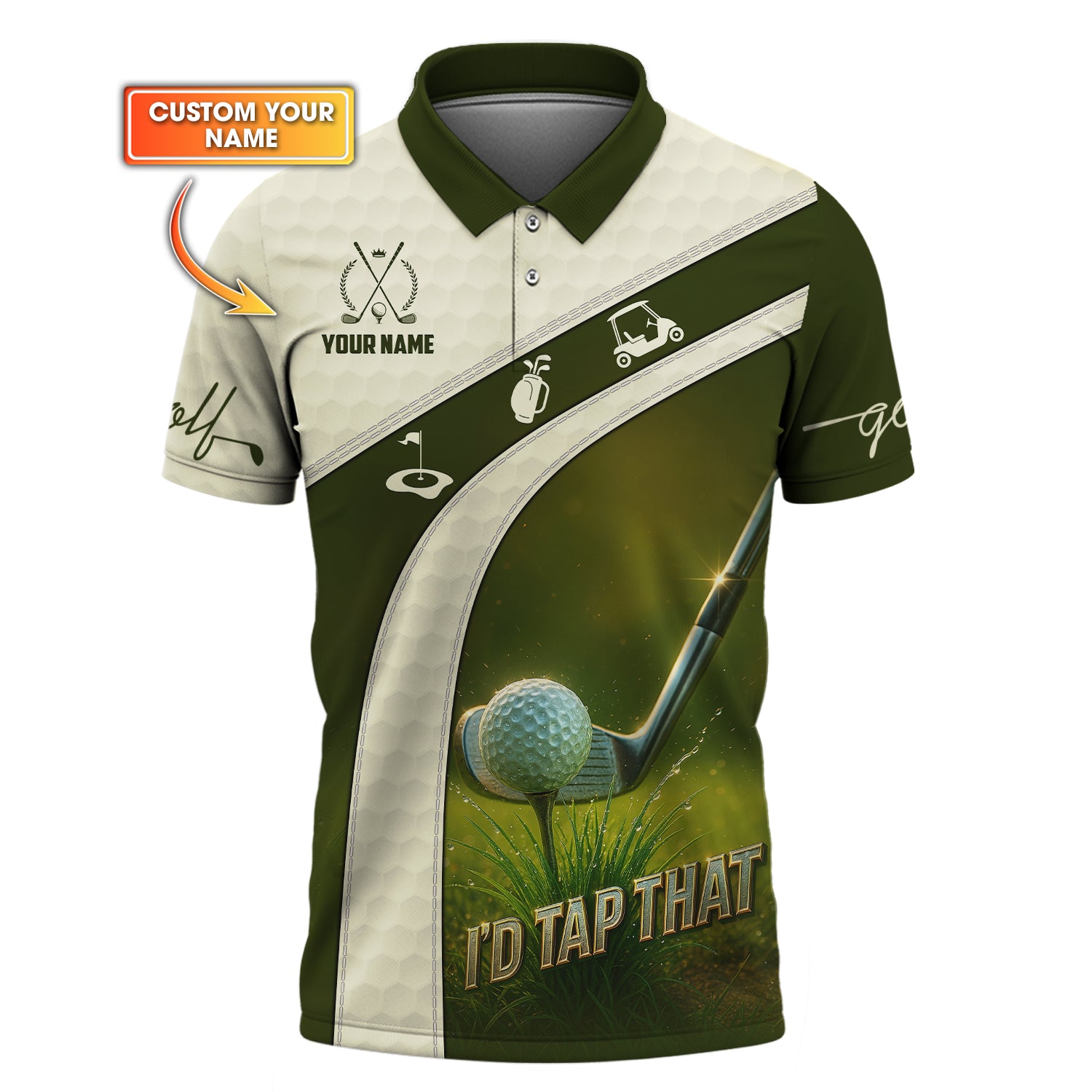 I’d Tap That Custom Name Golf Shirt, Funny Golf Polos, Golf Gift For Golfers, Crazy Golf Shirts For Men's
