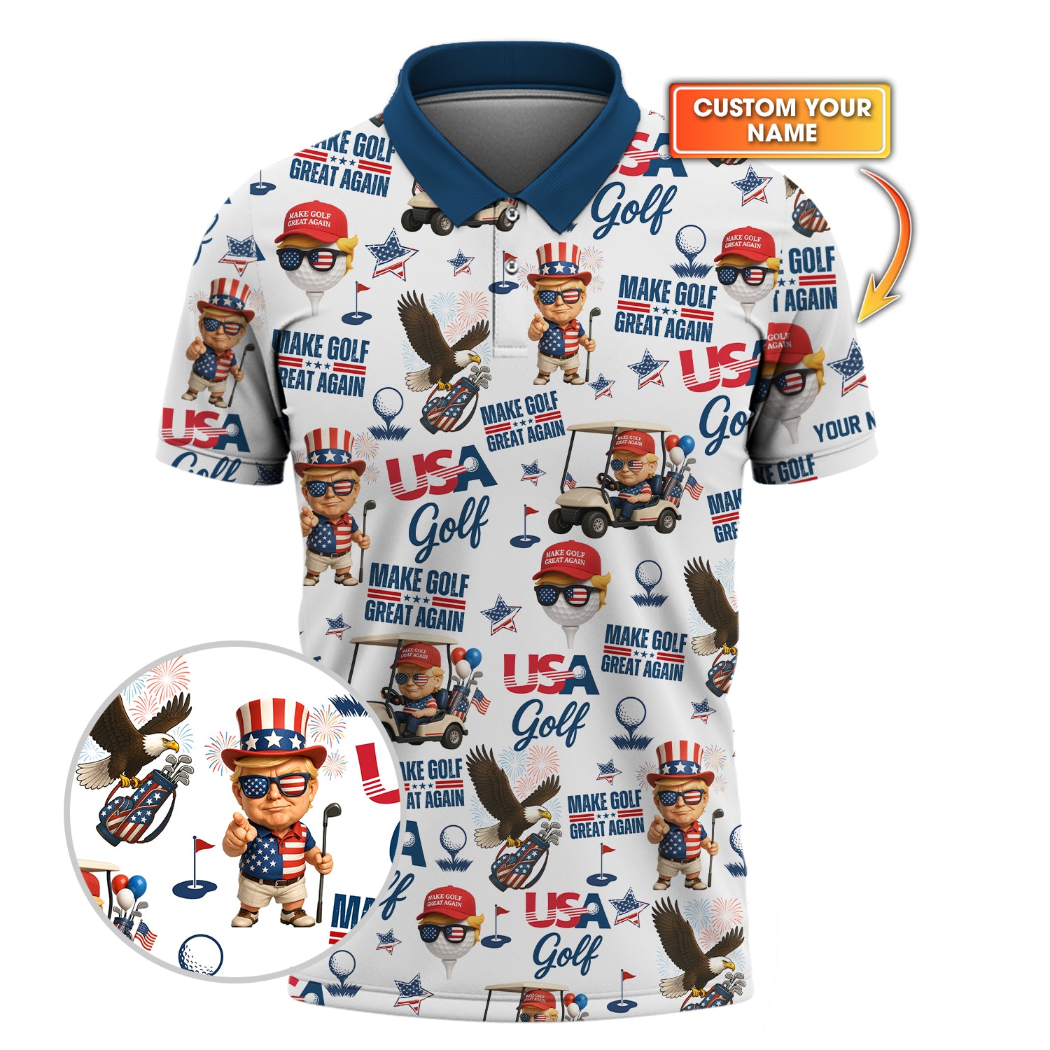 Donald Trump Make Golf Great Again Shirt, 4th Of July Golf Shirt, Patriotic Golf Shirt