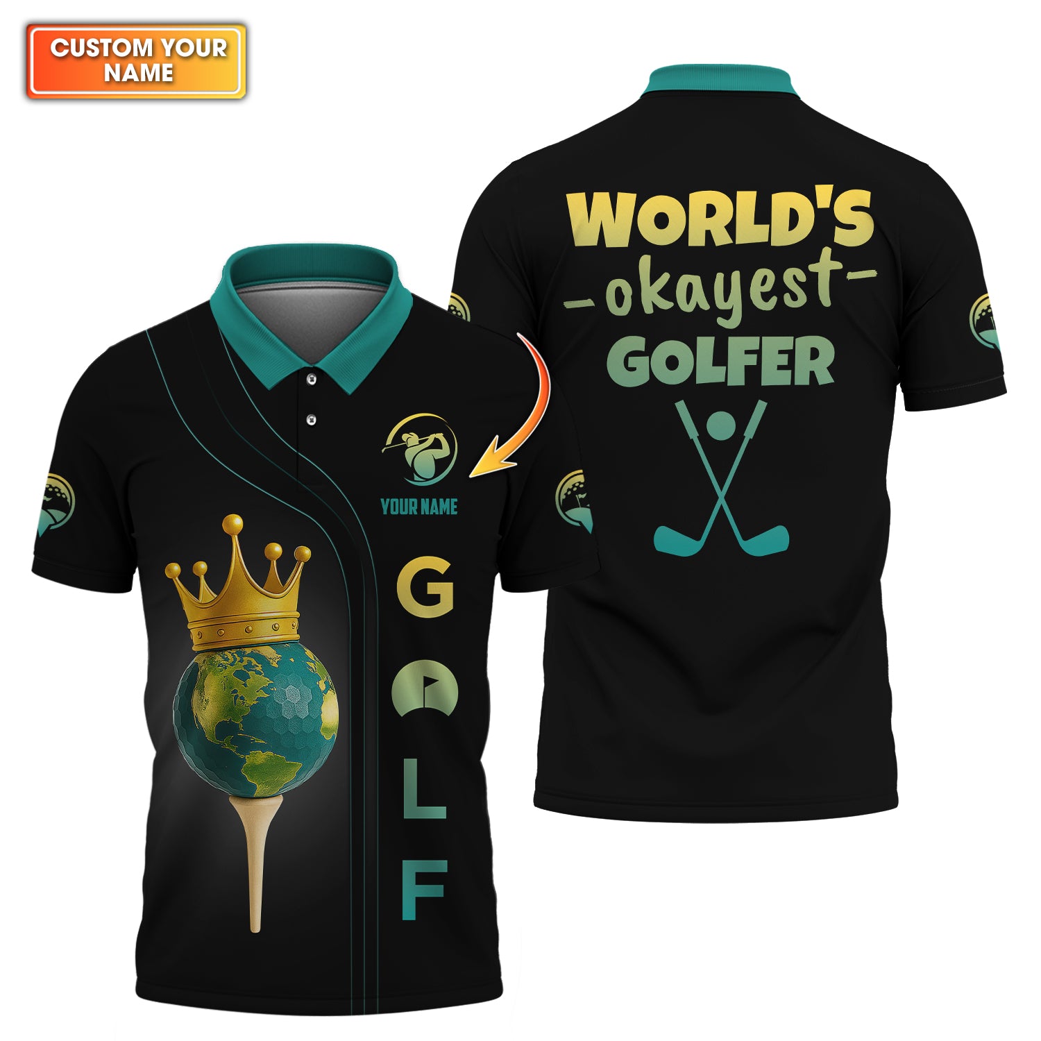 World's Okayest Golfer Shirt, Personalized Golf Gift For Men's, Funny Golf Shirts, Gift For Golf Players