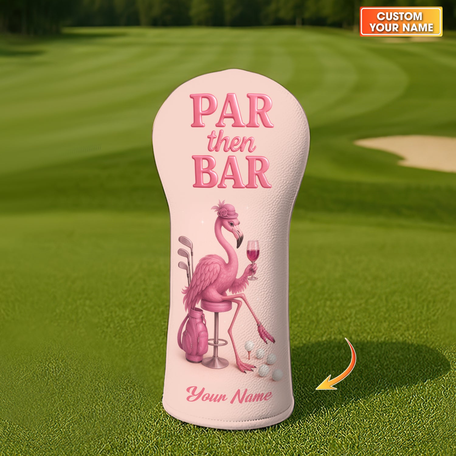 Flamingo Golf Head Cover - Custom Golf Headcovers - Golf Clubs Head Cover - Gift for Golfer