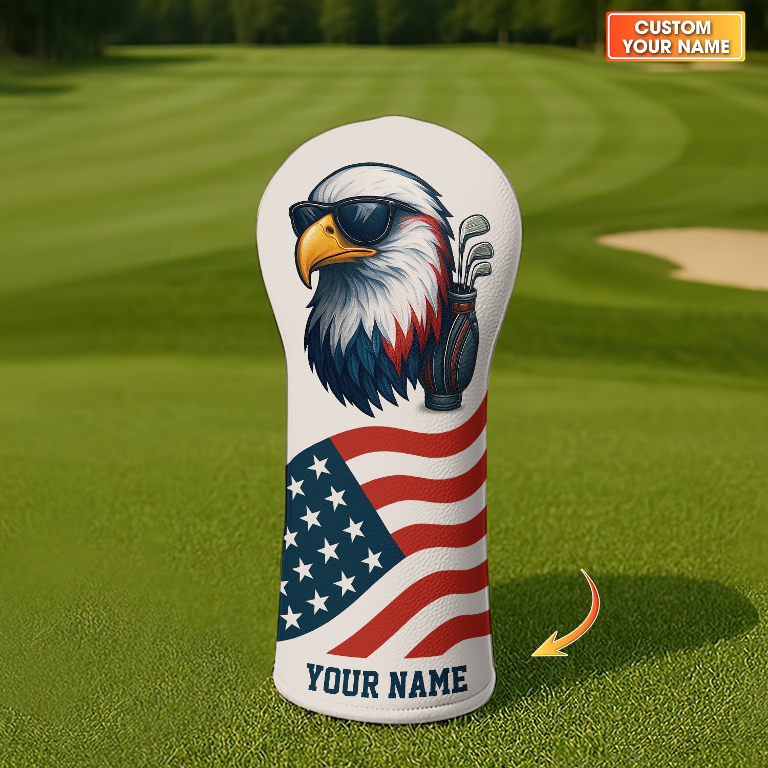 American Flag Head Covers - Custom Golf Headcovers - Golf Clubs Head Cover - Gift for Golfer