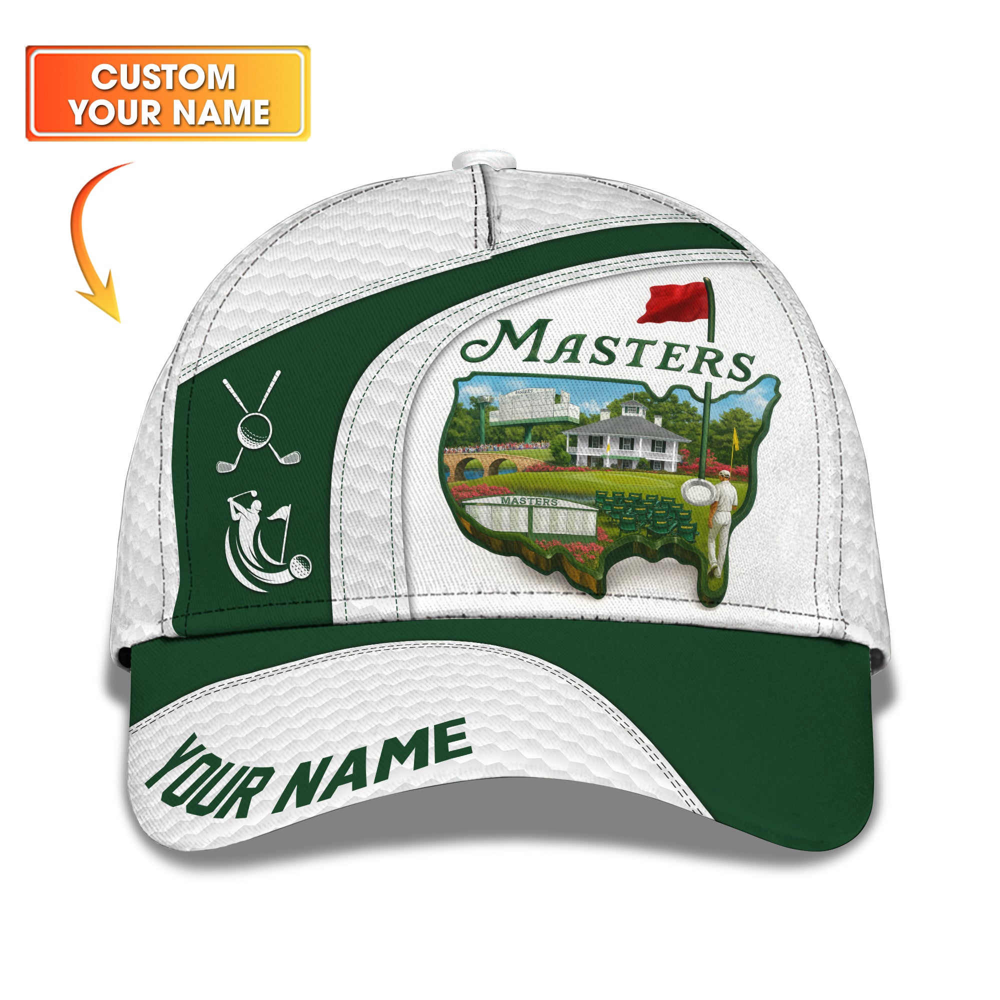 Masters Golf Hat with Custom Name, Classic Personalized Golf Cap for Fans