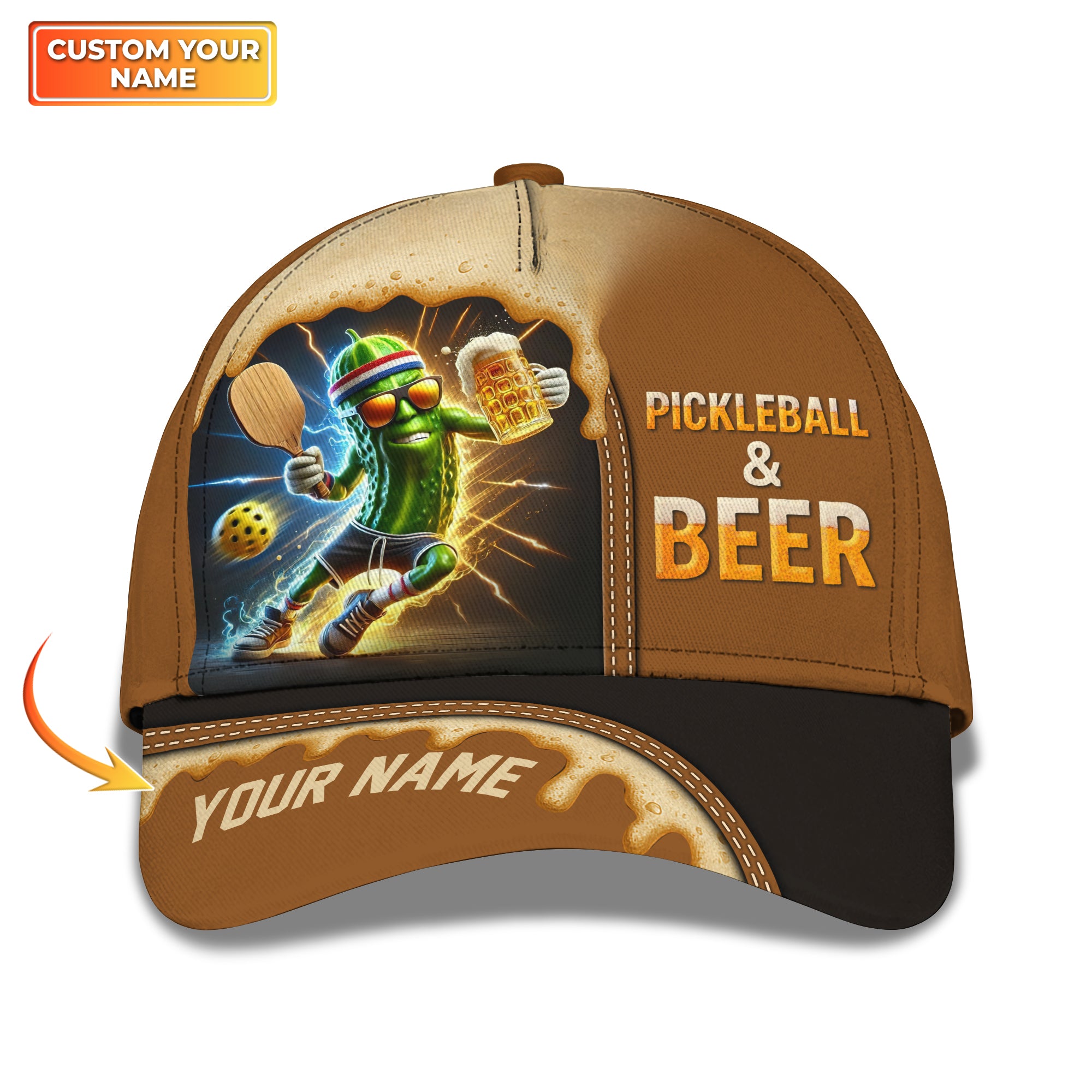 Custom Name Funny Pickleball Cap For Beer Lovers, Pickleball And Beer Hat, Gift For Pickleball Players
