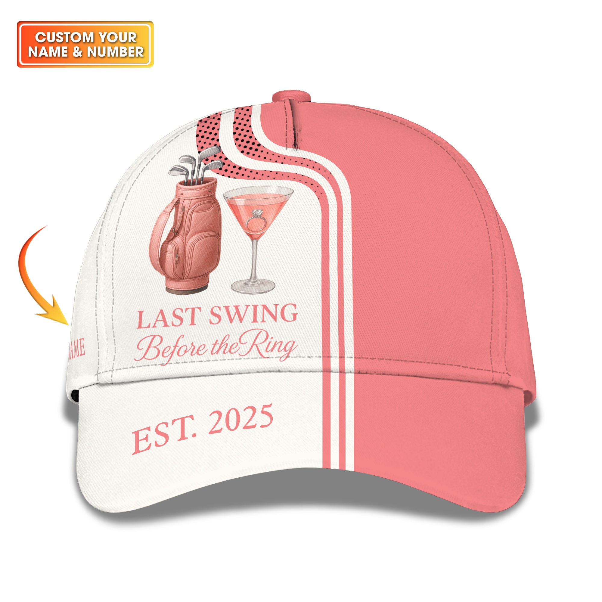 Custom Name Golf Hat, Last Swing Before The Ring Cap, Funny Women's Golf Caps