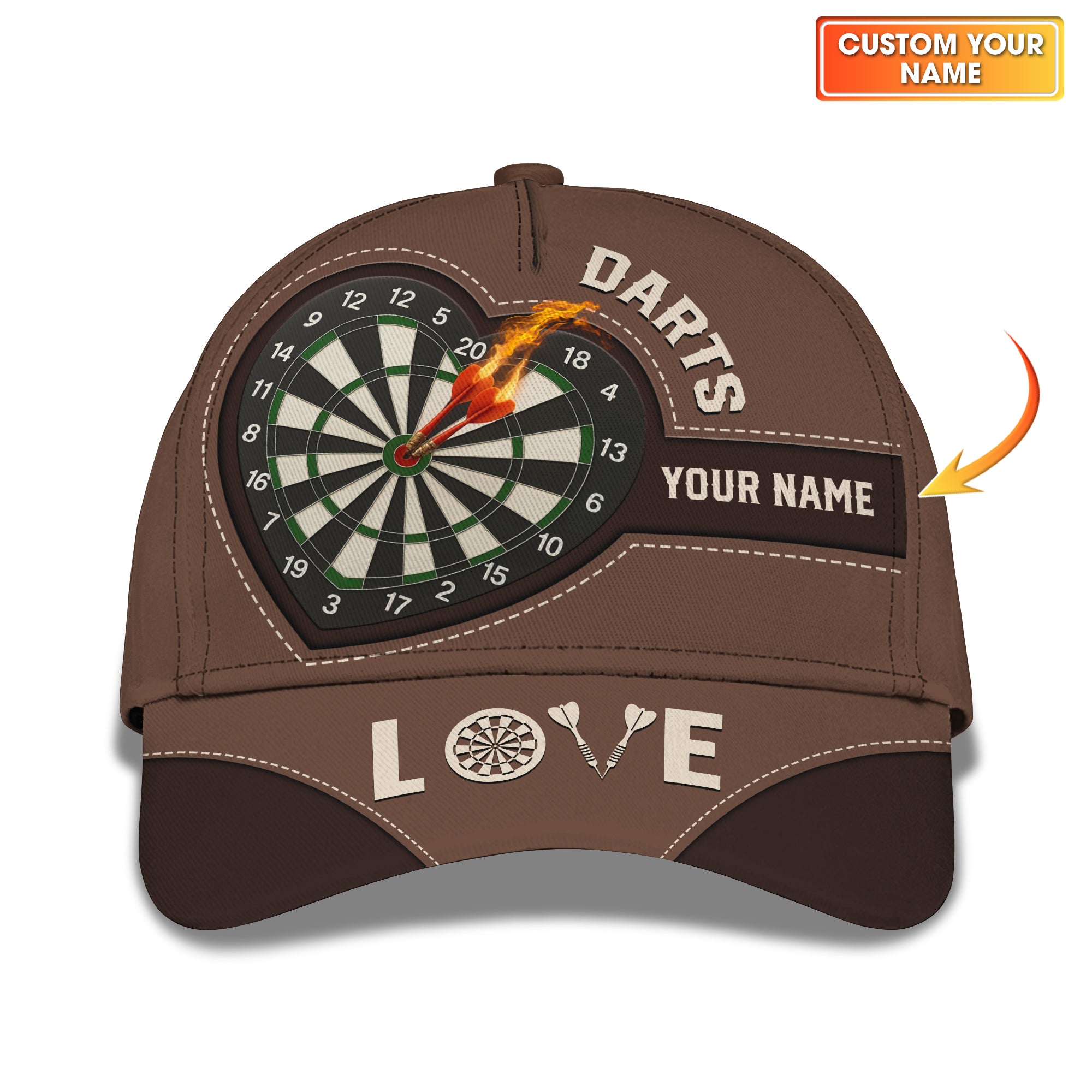 Personalized Dartboard Cap For Dart Players, Love Darts Classic Cap, Gift For Dart Lover