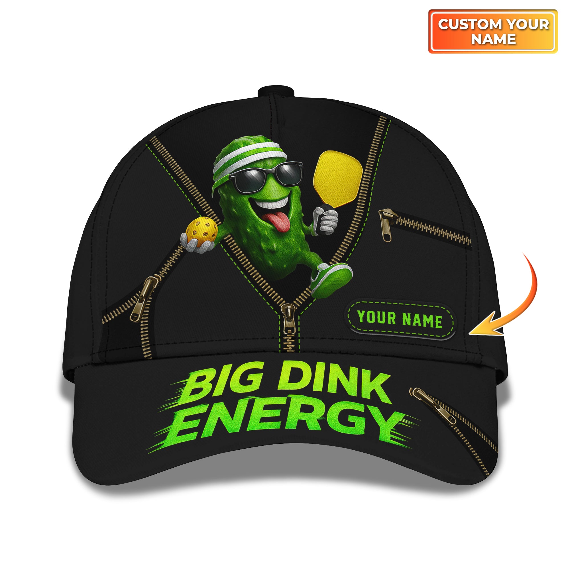 Custom Name Funny Pickleball Cap, Big Dink Energy Pickleball Classic Cap For Men's, Gift For Pickleball Players