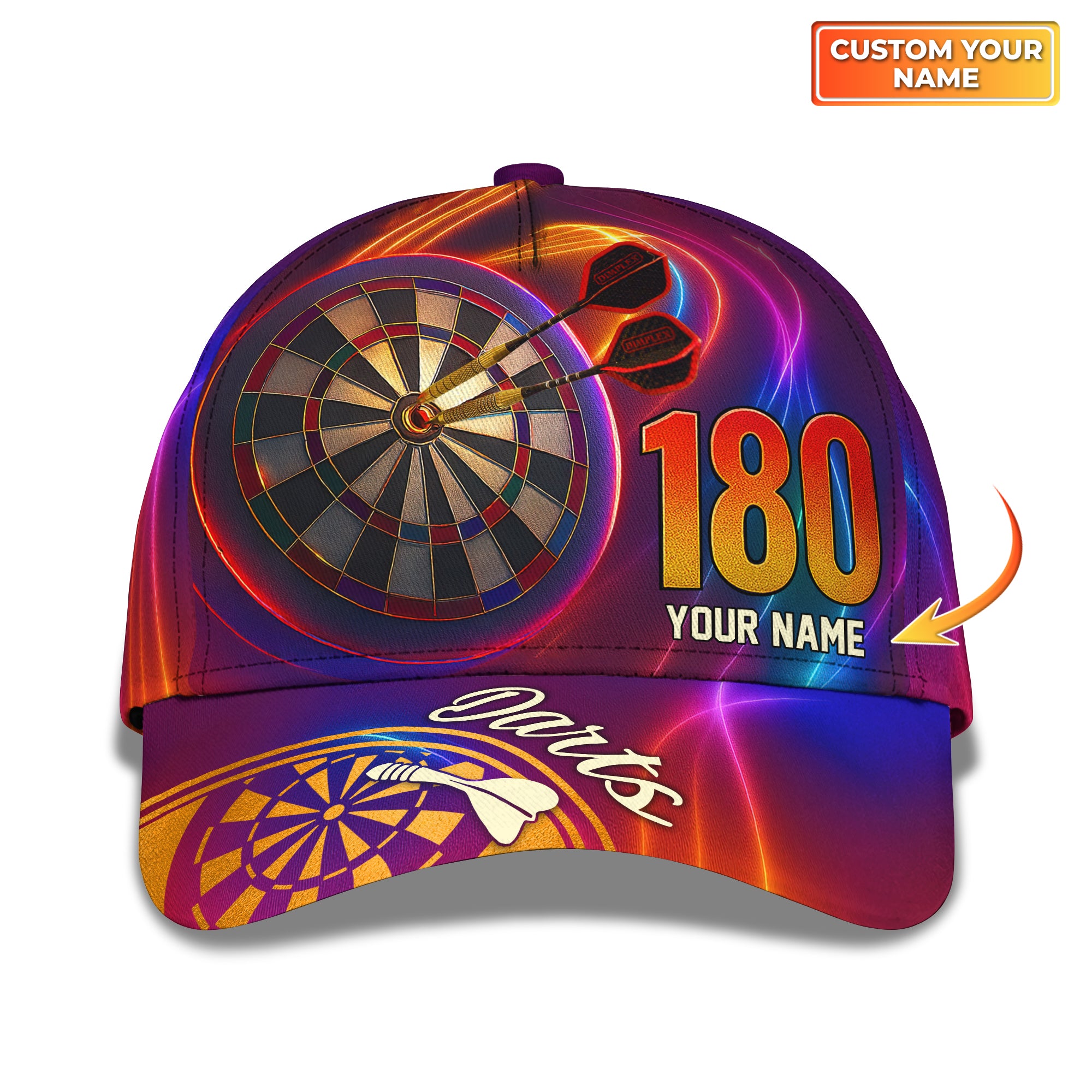 Custom Name Darts Hat, Perfect Score Dartboard Classic Cap for Dart Players, Funny Dart Gift for Him