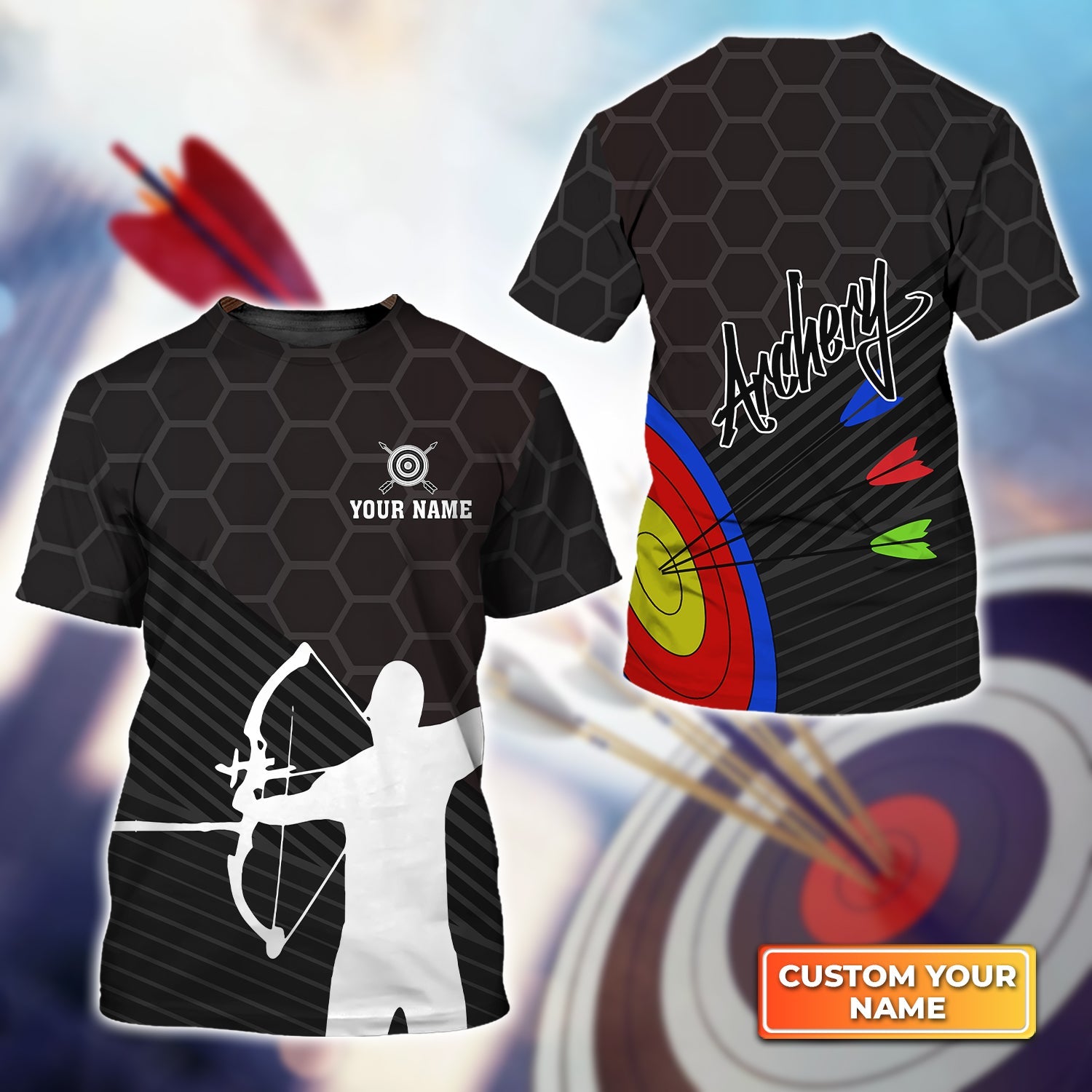 Archery Target & Archery Man Personalized Name 3D Tshirt Gift For Archer