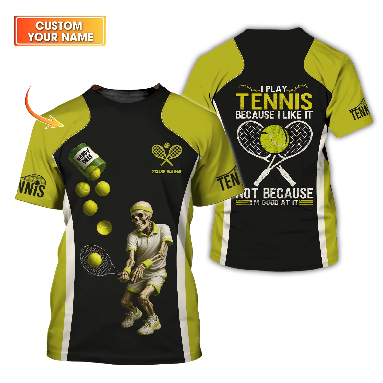 I Play Tennis Shirts Tennis Ball Happy Pill Custom T Shirts, Tennis Shirts for Men, Gifts for Tennis Lovers