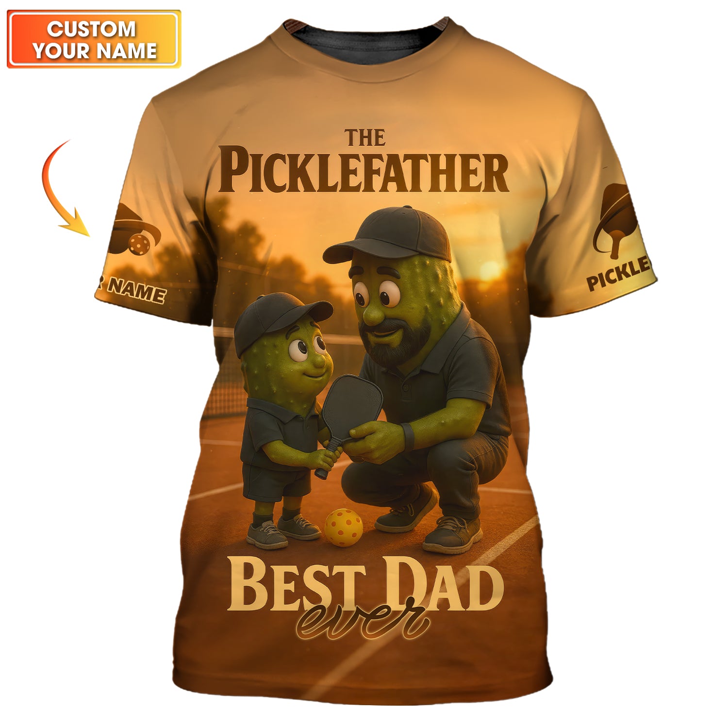 Custom Sunset Pickleball Dad Shirt – The Picklefather Quote, Best Gift for Father and Son