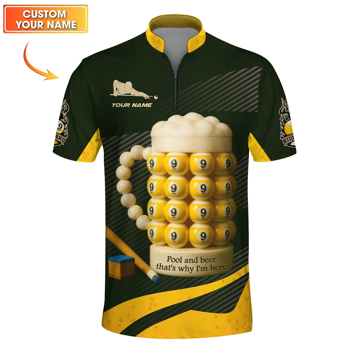 Pool And Beer That Why I Am Here 9 Ball Pool Billiard Cue Custom Pool Jersey, Billiard Player Gifts