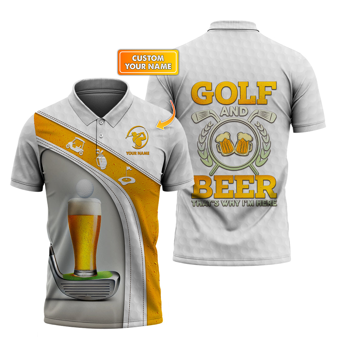 Golf and Beer That Why I Am Here Polo Shirts Golf Club Personalized Golf Apparel for Golfers