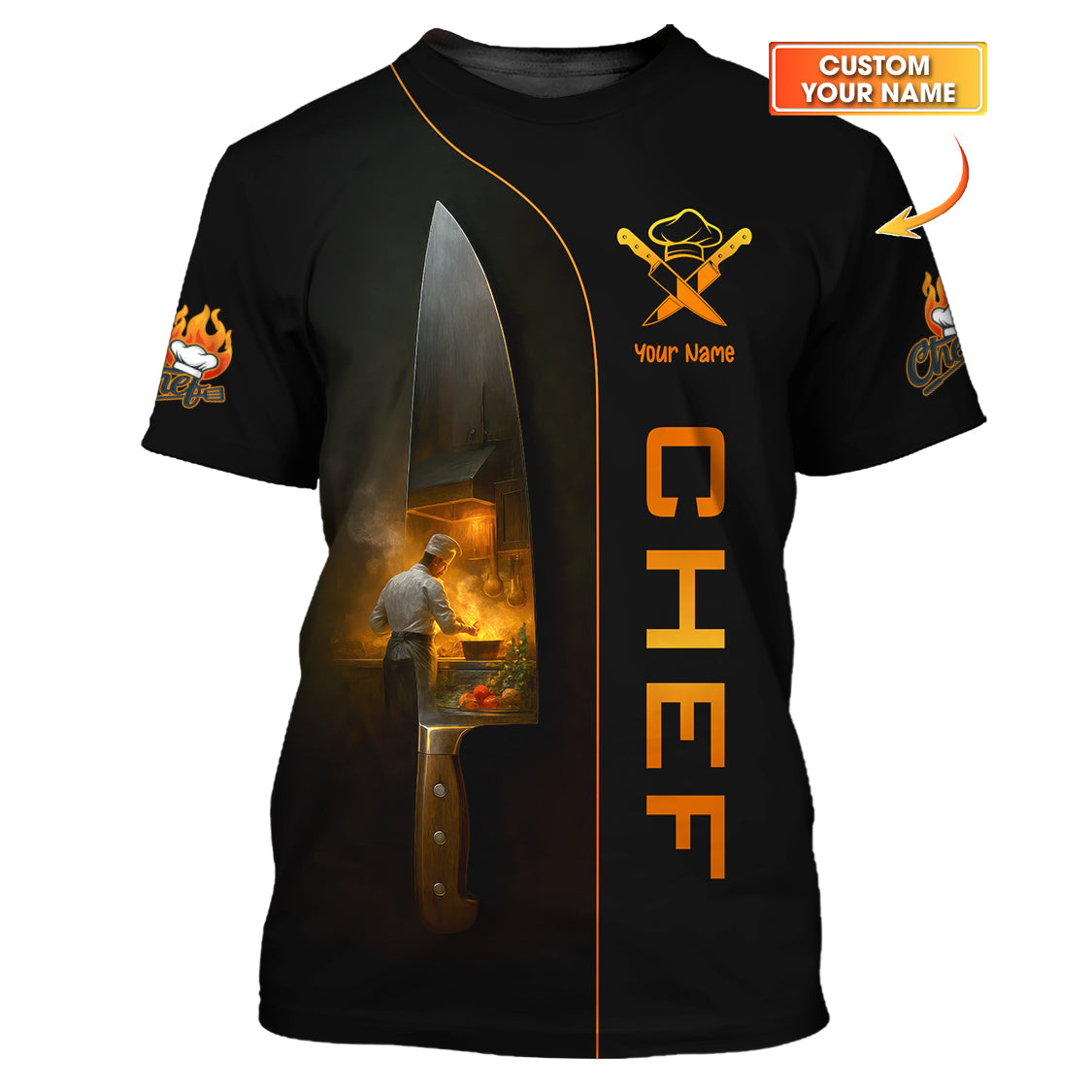 Personalized Chef Shirt, Chef Uniform With Knife, Cook Shirts For Cooking Lover