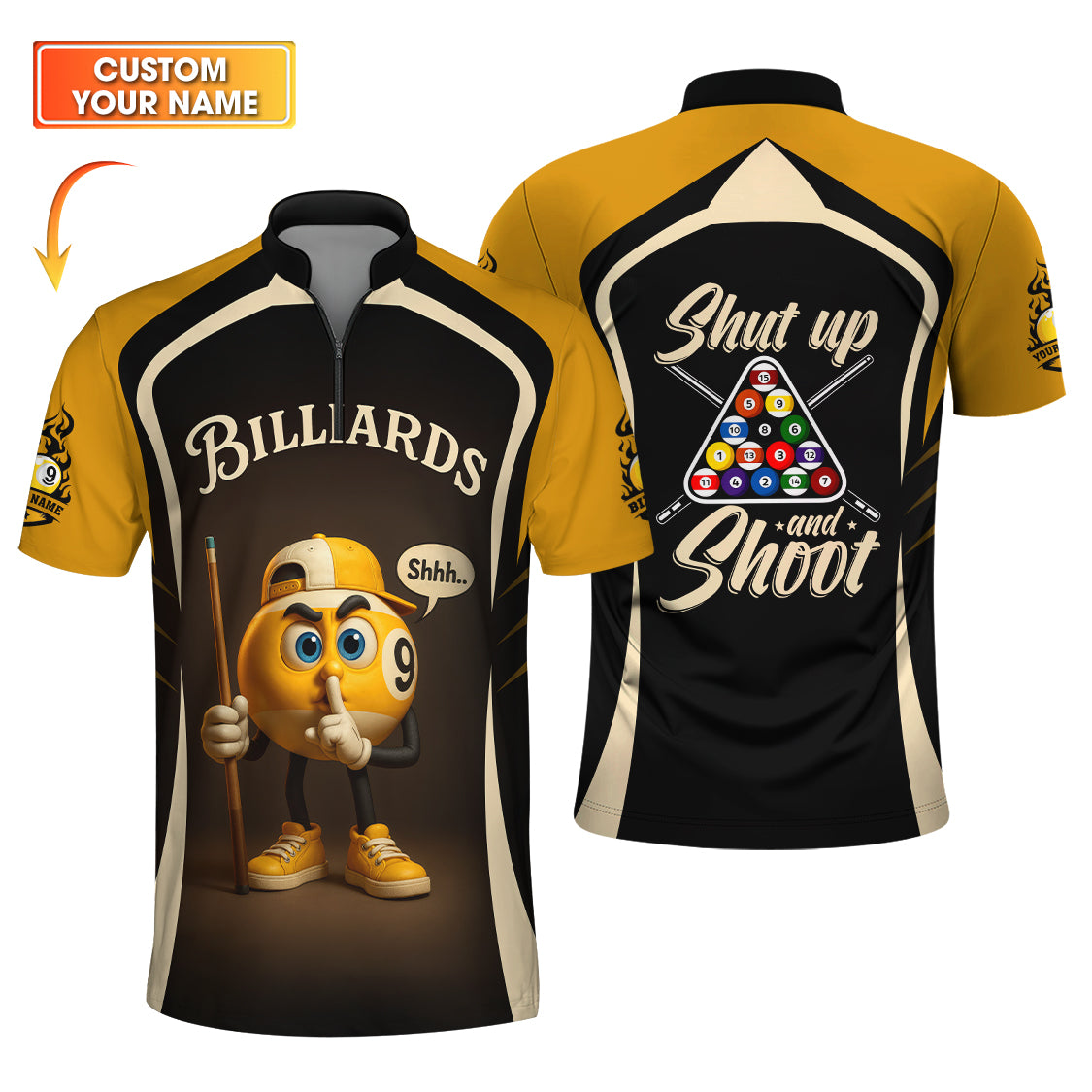Custom Pool Jersey, 9 Ball Pool Shut Up And Shoot Billiard T-shirt, Funny Pool Shirts Unique Gifts For Pool Players