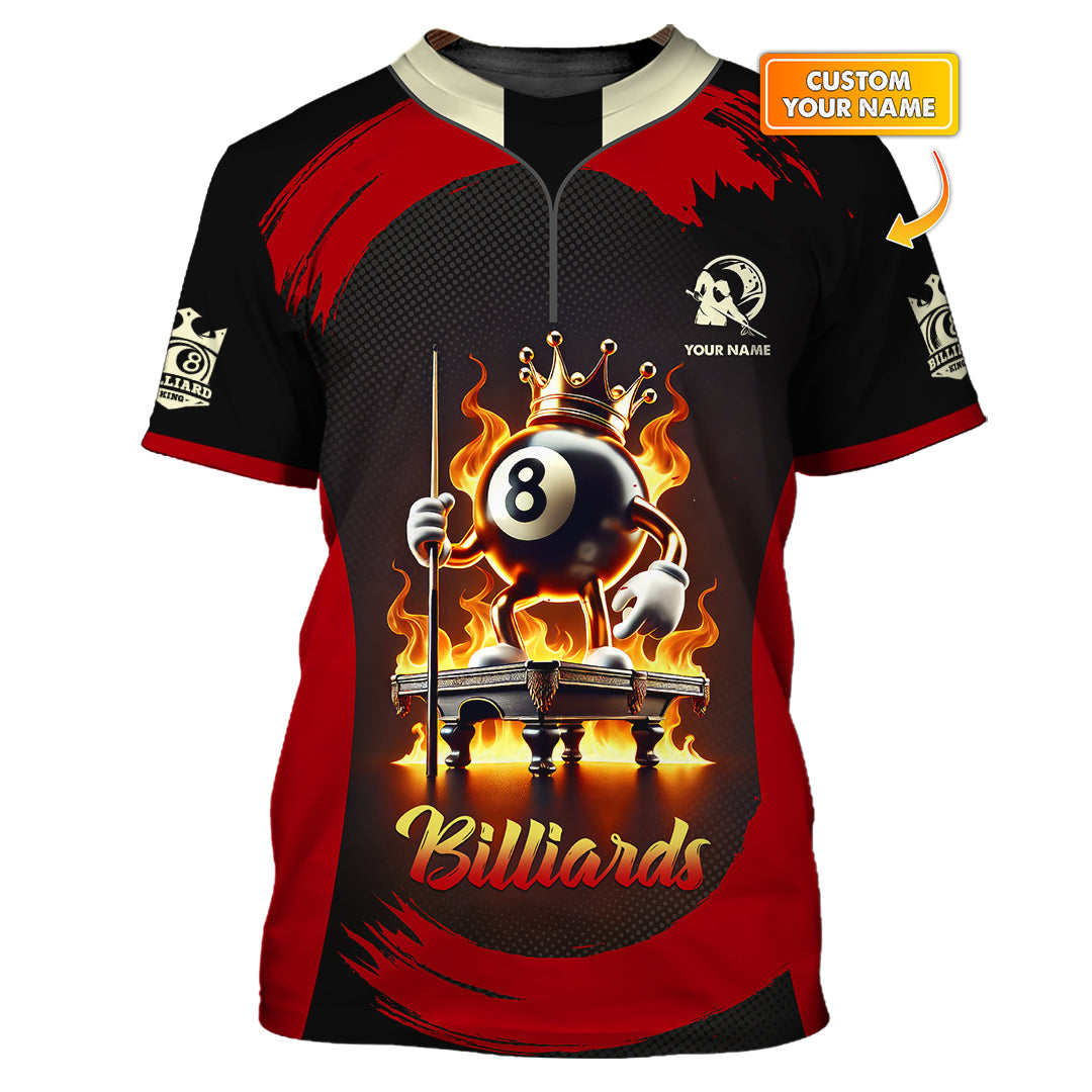 Billiards Jersey Shirts 8-Ball King Design Personalized Pool Tee for Bold Billiard Players & Champs