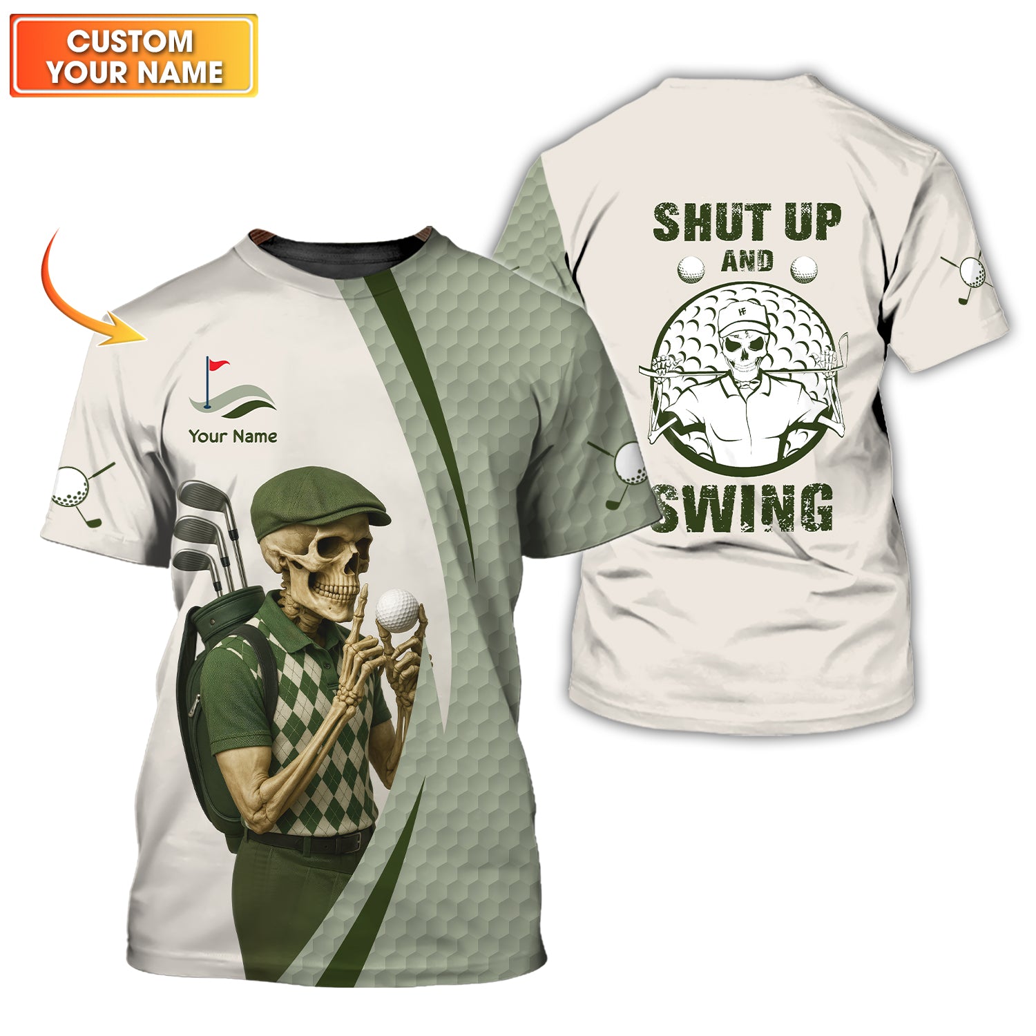 Shut Up And Swing Golf Custom Polo Shirts Grim Reaper, Vintage Golf Shirts For Men, Golf Gift Ideas For Dad
