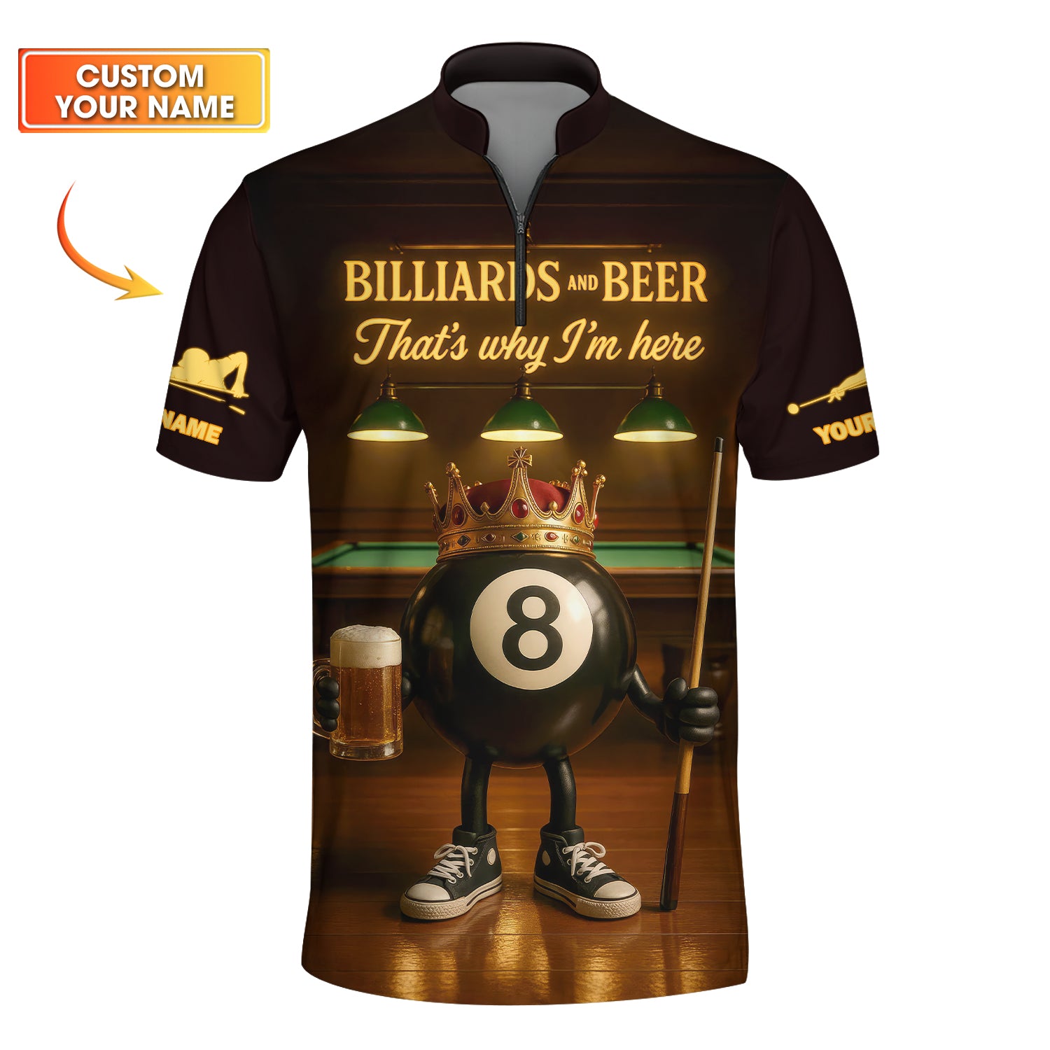 Billiards and Beer That Why I'm Here T Shirts, 8 Ball Pool Beer Crown Pool Tee Team