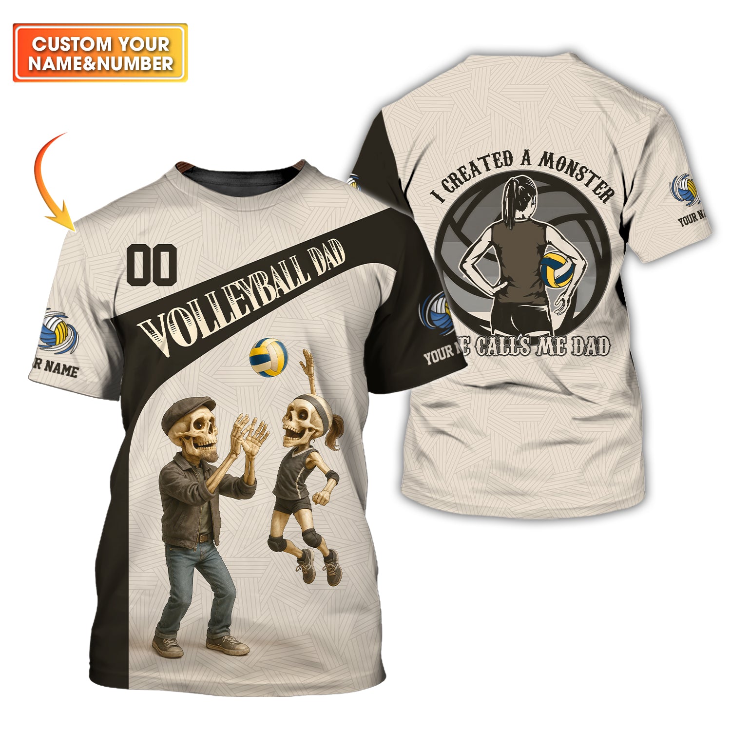 Custom Volleyball Jerseys, Skeleton I Created A Monster Volleyball T Shirt, Volleyball Player Gift