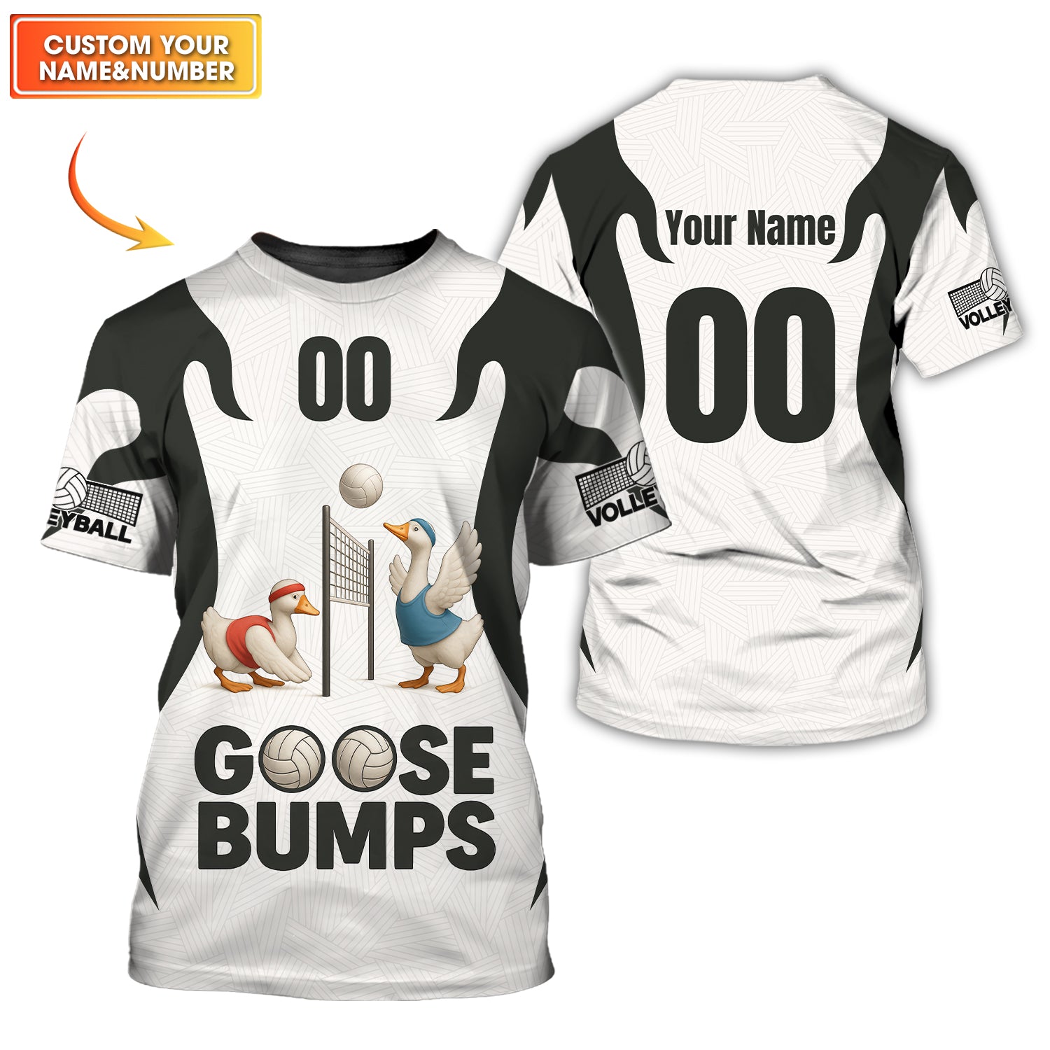 Goose Bumps Volleyball Shirt – Custom Name Funny Volleyball Jersey – Cute Goose Team Sports Shirt