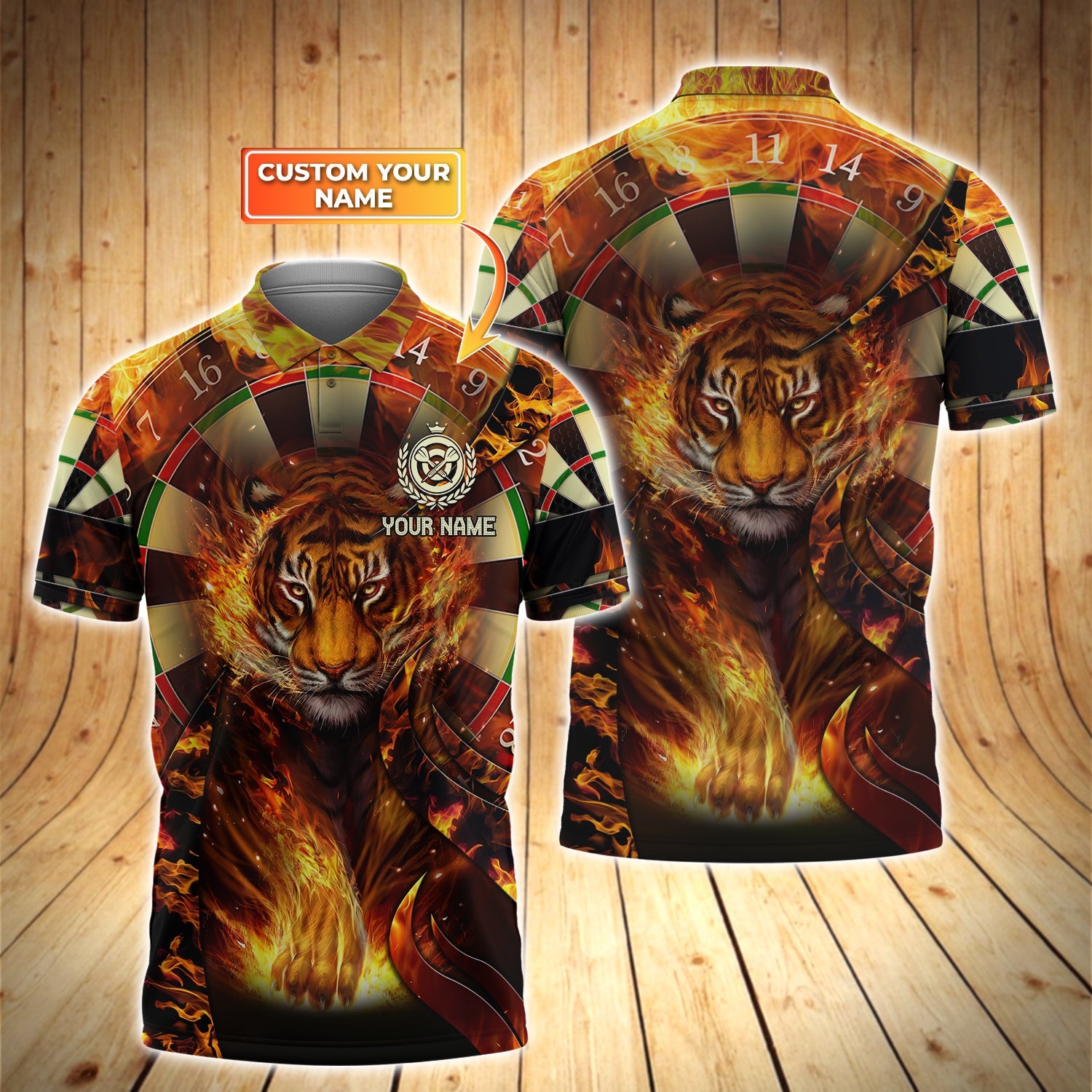 Fire Tiger Darts Personalized 3D Shirts For Dart Team Player