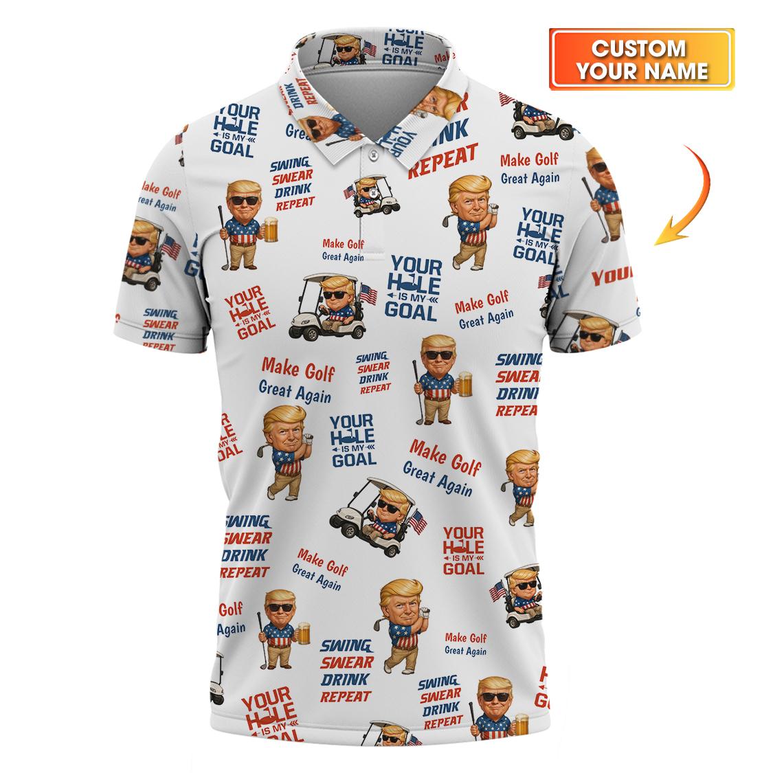 Make Golf Great Again Trump Golf Shirt – Funny Custom Sports Tee, Gift for Golfers