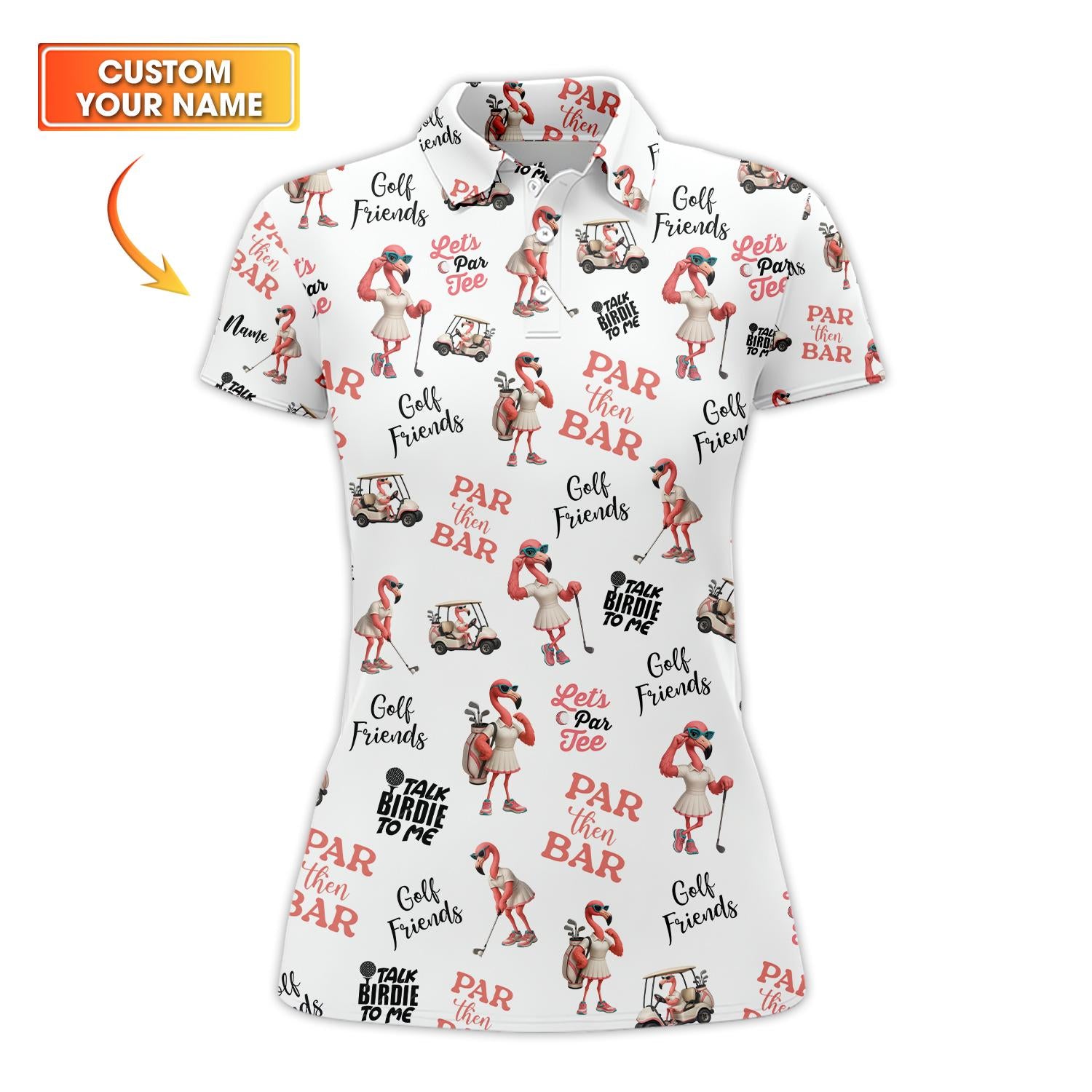 Women's Flamingo Golf Shirt – Funny 'Par Then Bar' Tee, Golf Shirt Gift for Lady Golfers