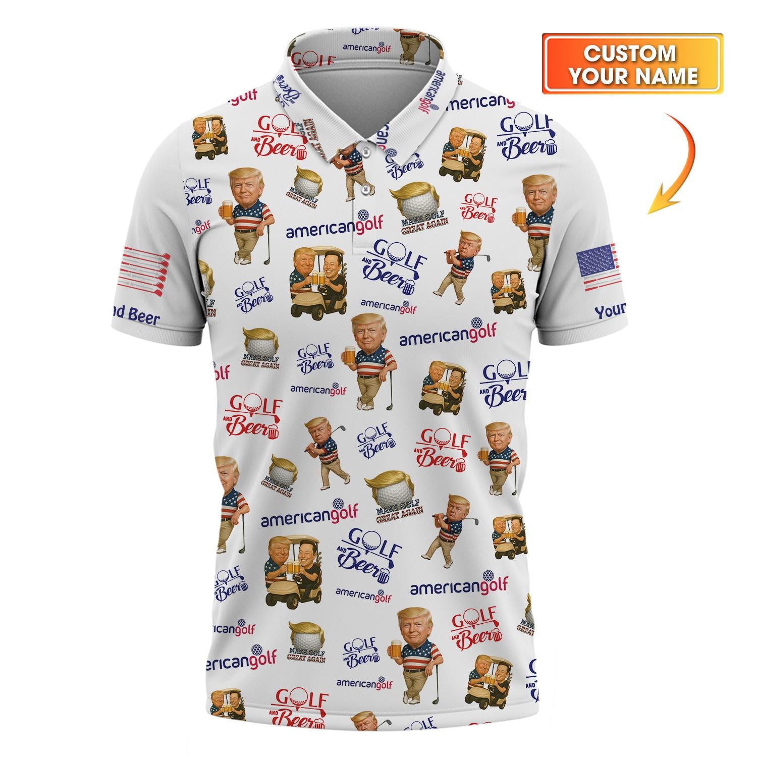 American Golf and Beer Trump Shirt – Funny Golf Shirt for Men & Women, Patriotic Team Golf Apparel