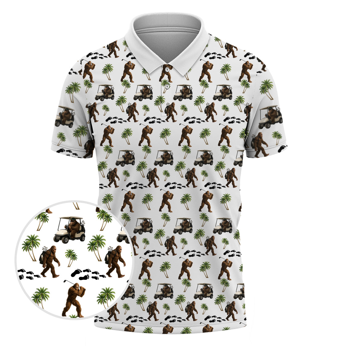 Bigfoot Golf Shirt, Patterned Golf Polo Shirts, Gift For Golf Lover