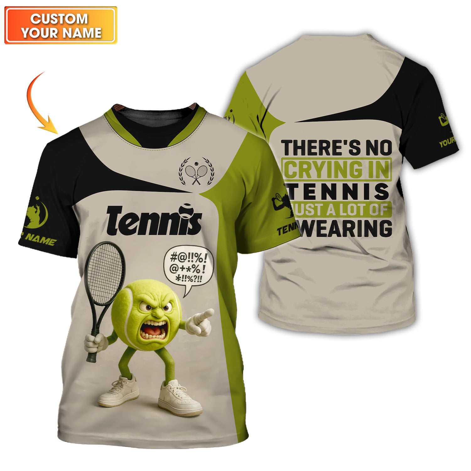 There's No Crying In Tennis Shirts, Tennis Ball Custom T Shirts, Gifts for Tennis Players