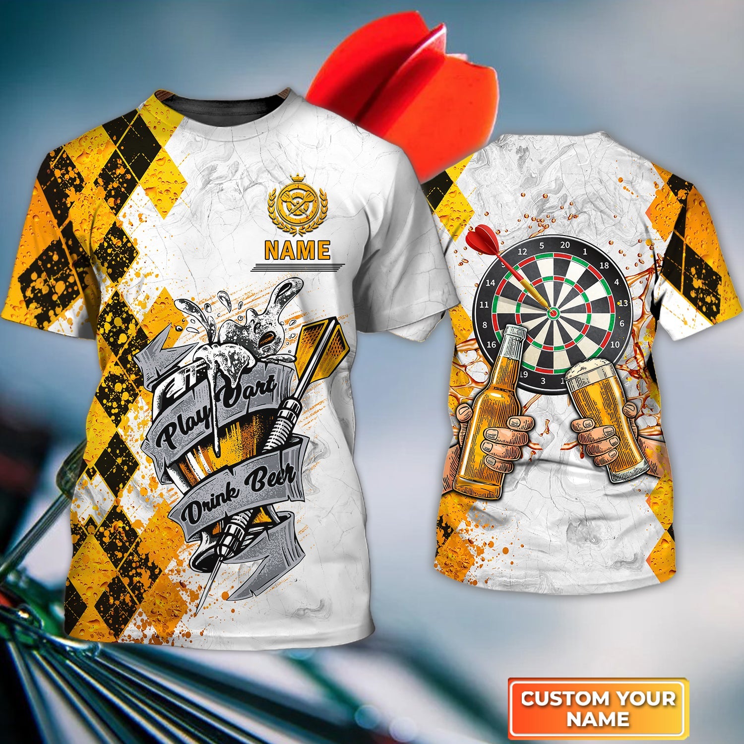 Play Darts Drink Beer 2 Personalized Name 3D Tshirt For Darts Player