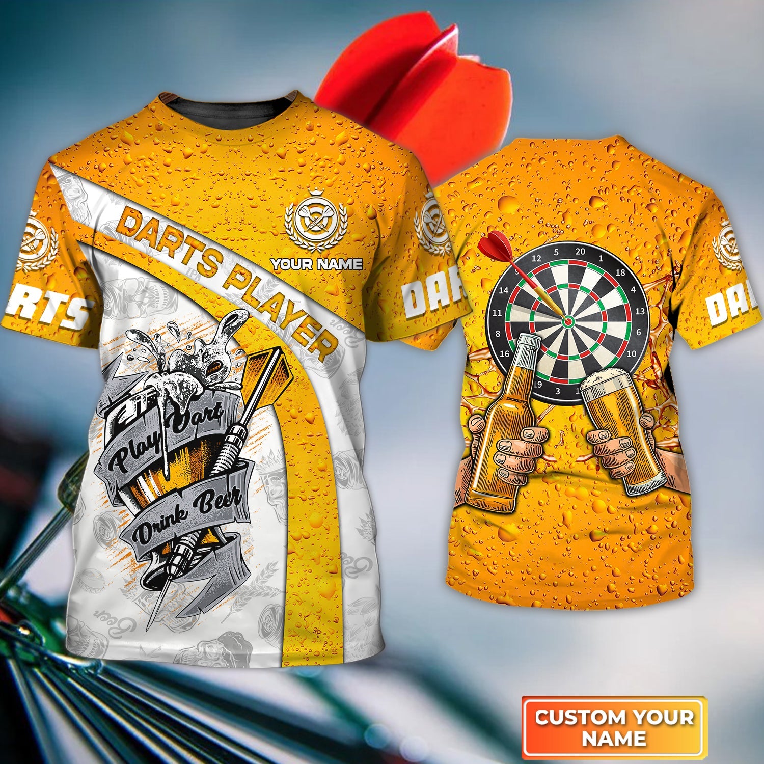 Play Darts Drink Beer Personalized Name 3D Tshirt For Darts Player