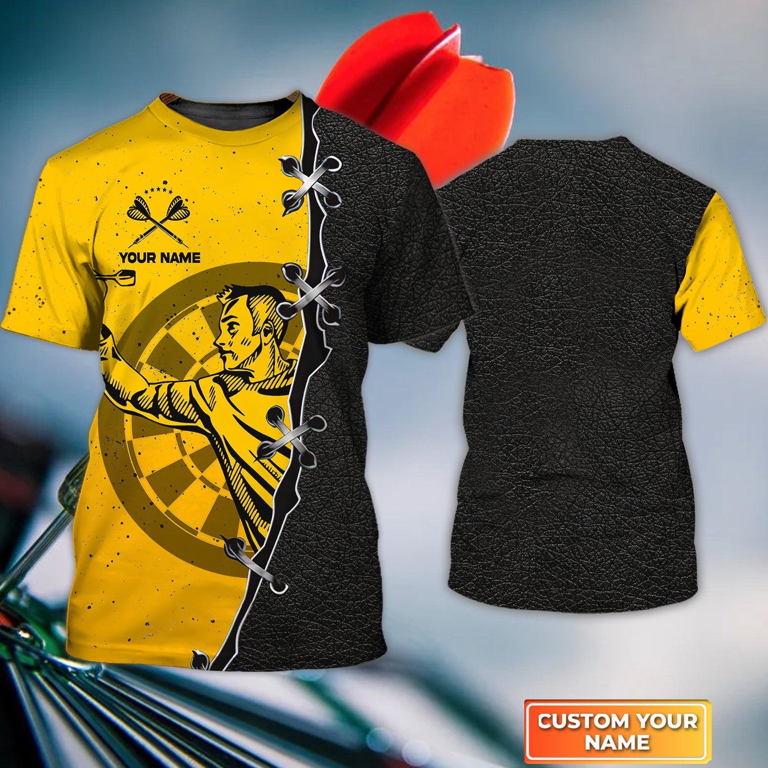 Playing Darts Man Personalized Name 3D Tshirt For Darts Player