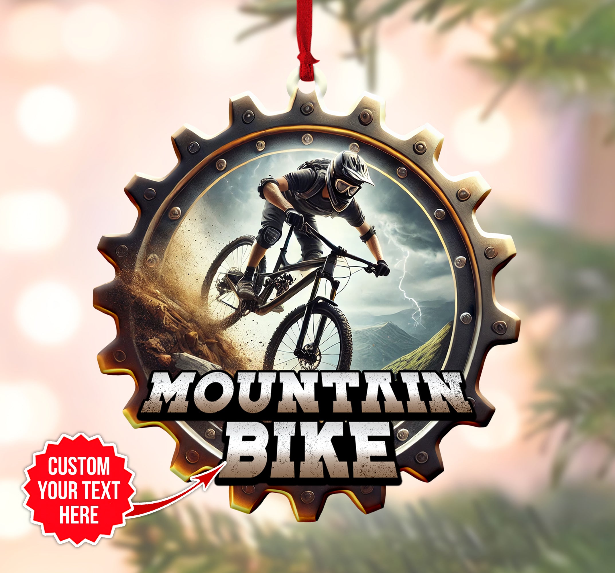 Mountain Bike Ornament, Unique Gifts For Bike Riders, Acrylic Ornament, Christmas Tree Decoration