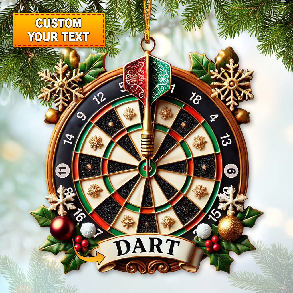 Personalized Dartboard Ornament – Customizable Text Dart Lover’s Christmas Decoration