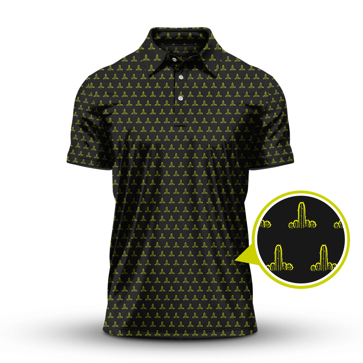 Cactus Pattern Golf Shirt, Funny Golf Polos , Crazy Golf Shirts For Men