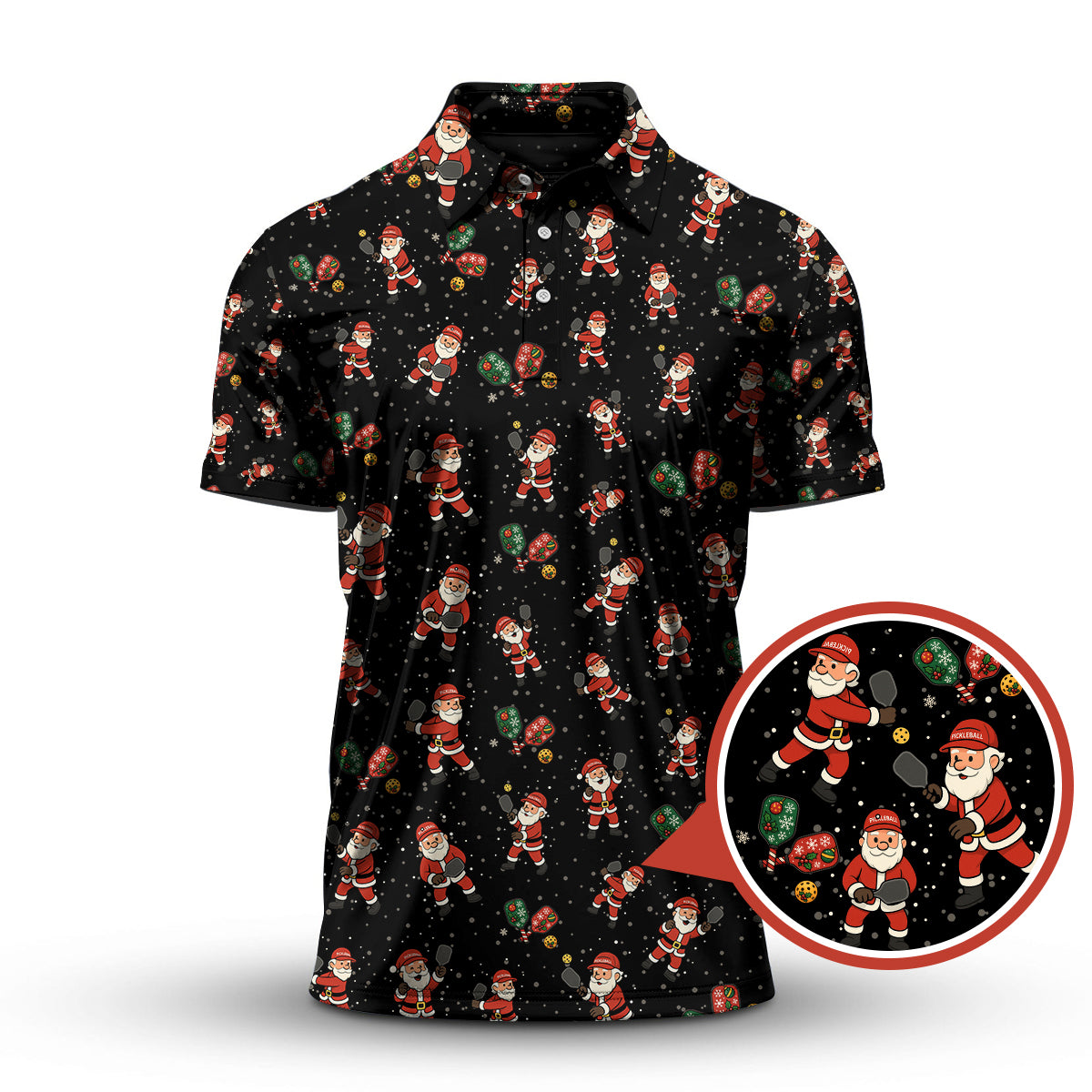 Christmas Pickleball Shirt, Santa Pickleball Shirt, Pattern Pickleball Shirt For Men