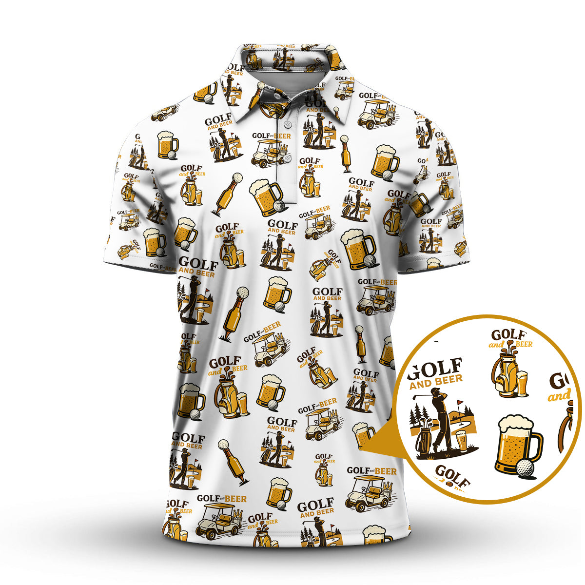 Pattern Golf And Beer Polos, Funny Golf Shirt, Crazy Golf Shirts For Men's