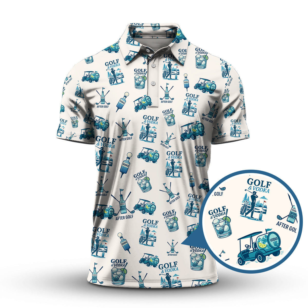 Golf And Vodka Shirt For Golfer, Vodka After Golf Pattern Golf Shirt, Funny Golf Shirt For Men
