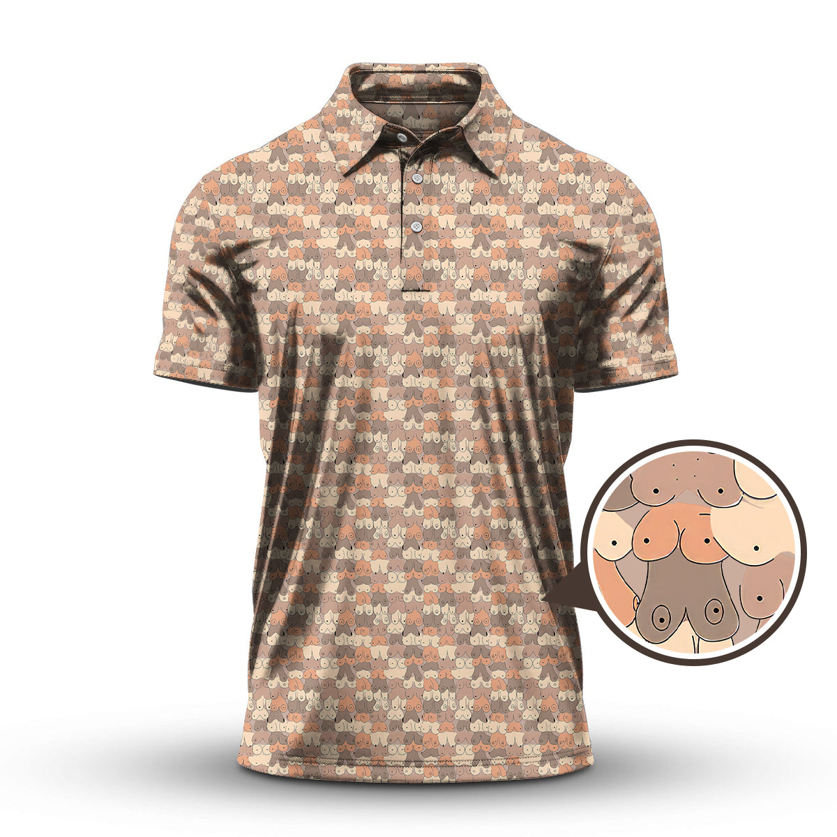 Pattern Golf Polos, Boob Design Funny Golf Shirt for Men, Crazy Golf Shirts
