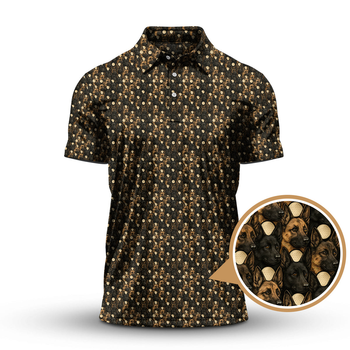 Dog Pattern Golf Shirt For Men, German Shepherd Golf Shirt, Crazy Golf Shirts For Golfer