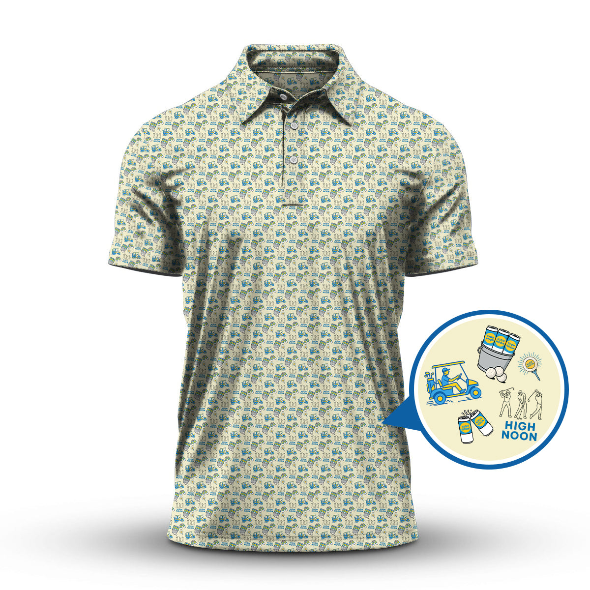 High Noon Golf Shirt, Golf Pattern Polos For Men's, Golf Gift For Golfers
