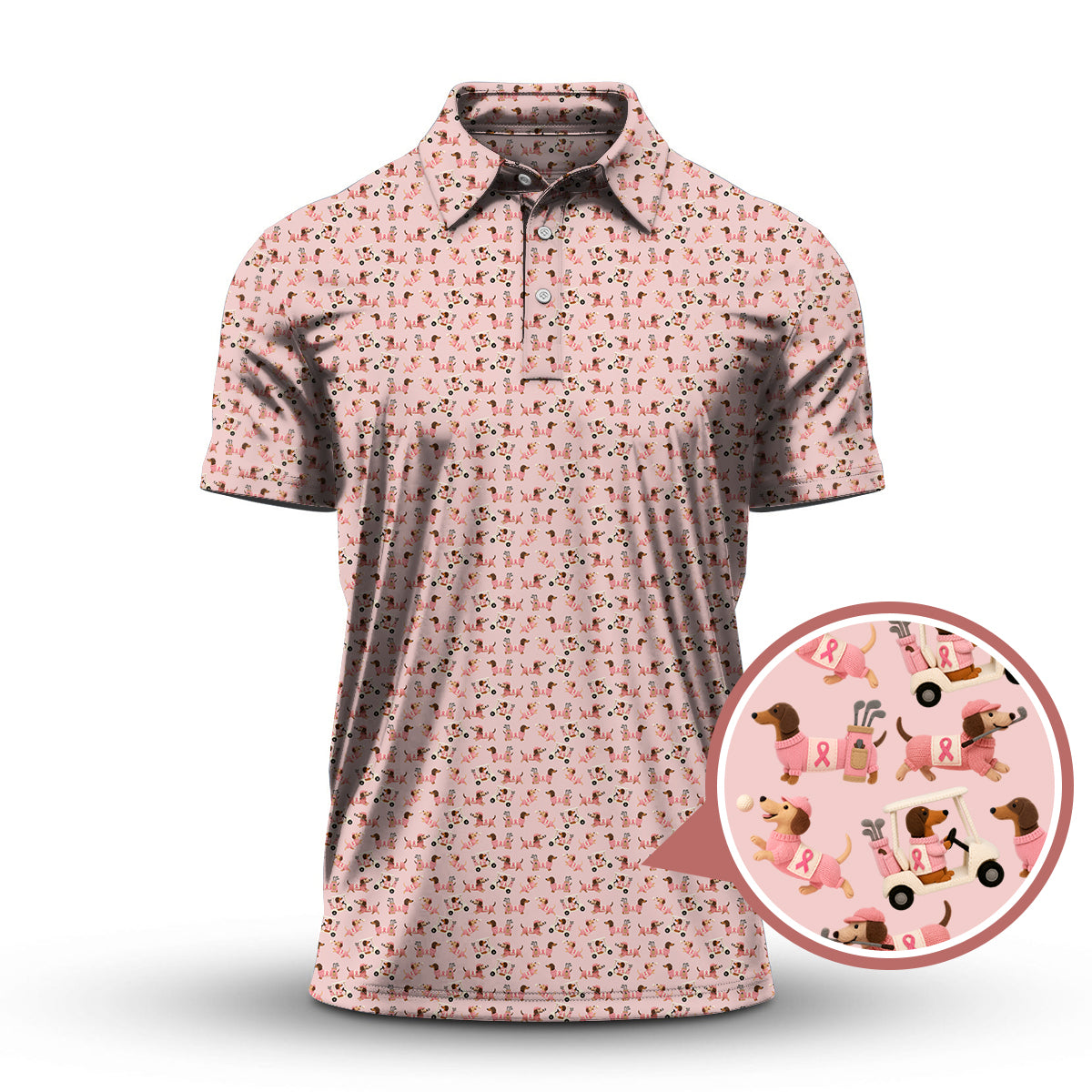 Dachshund Golf Shirt For Golfer, Breast Cancer Golf Shirt, Funny Pattern Golf Shirts