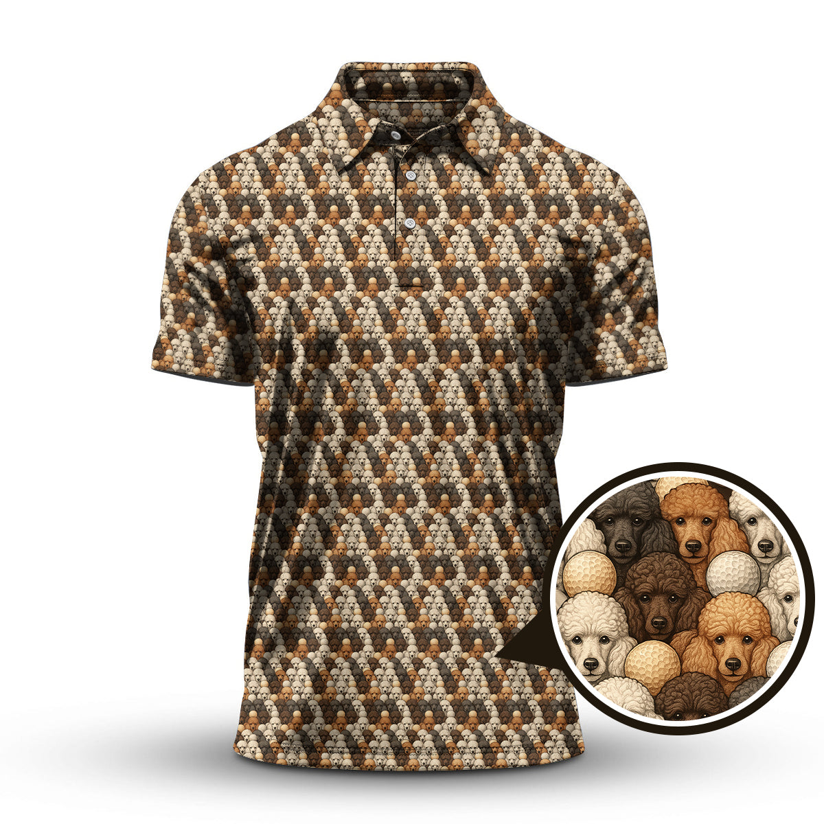 Dog Pattern Golf Shirt, Poodle Golf Shirt, Funny Poodle Golf Shirt For Golfers
