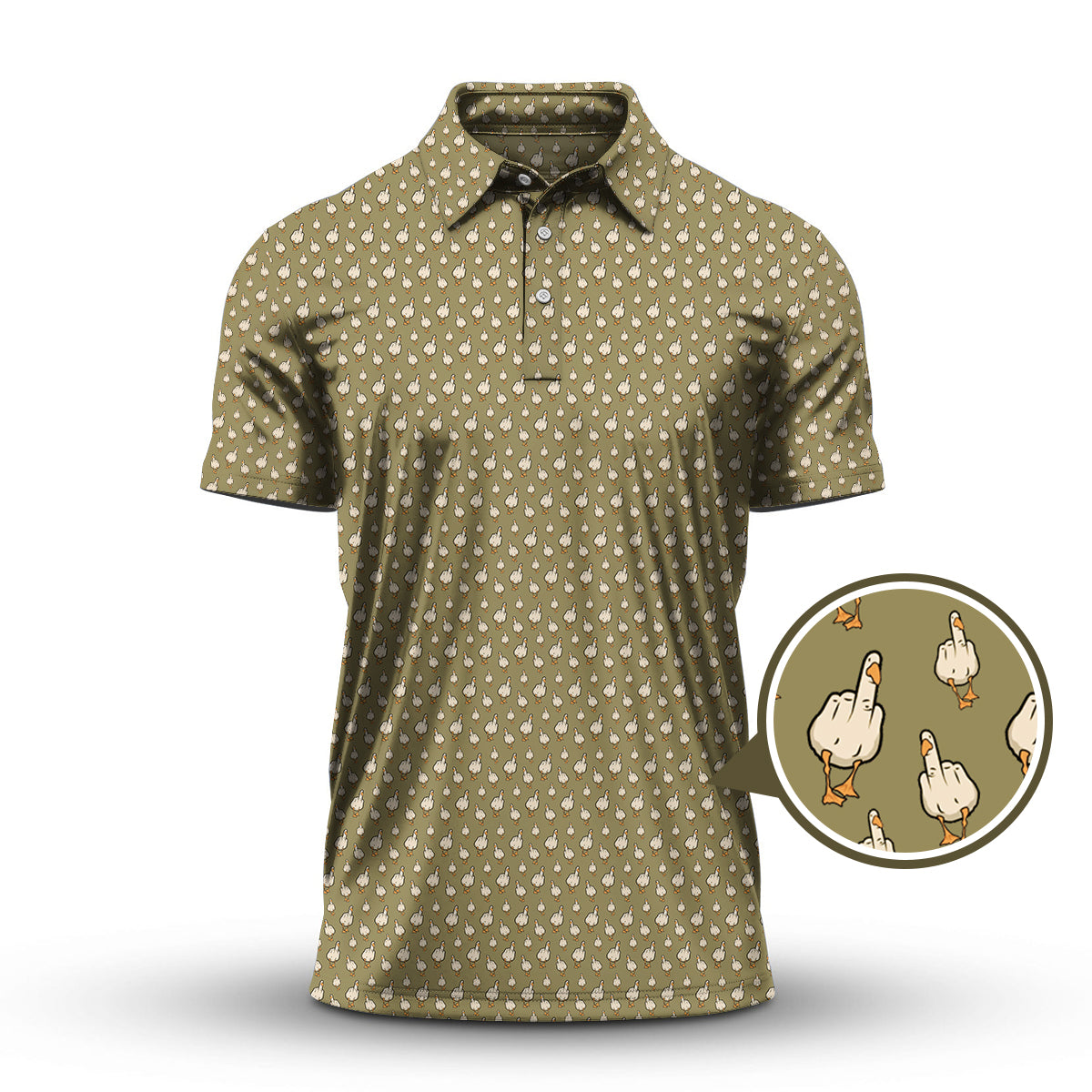 Duck You Pattern Golf Polos, Crazy Golf Shirts, Funny Golf Gift For Men