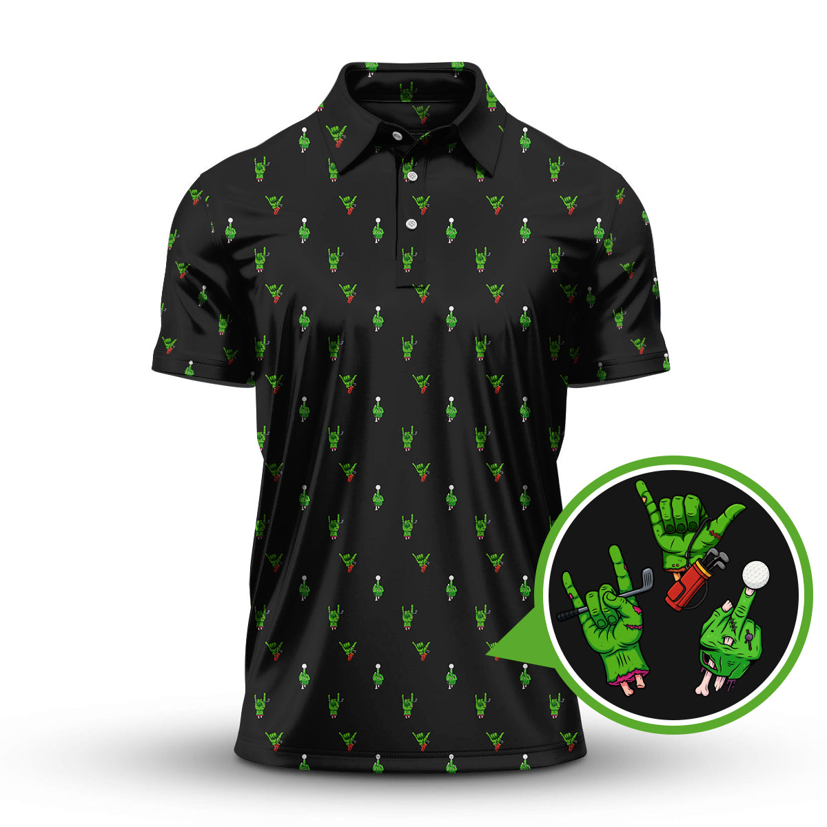 Halloween Golf Shirt, Horror Pattern Golf Shirt, Crazy Golf Shirt For Men
