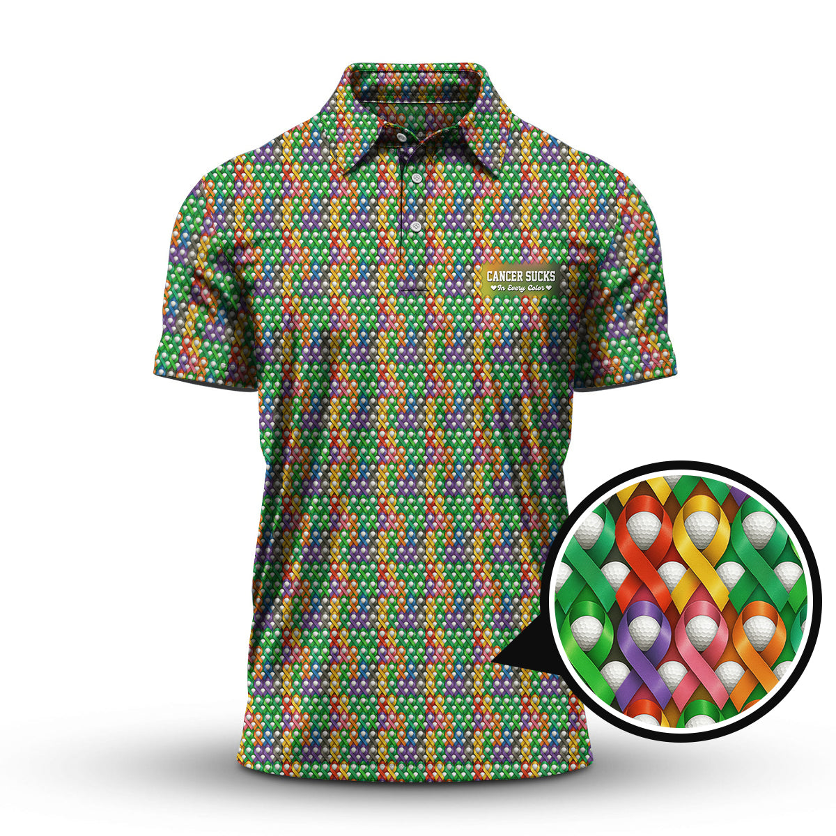 Cancer Golf Shirt For Golfer, Cancer Sucks In Every Color Pattern Golf Shirt, Golf Gift For Men