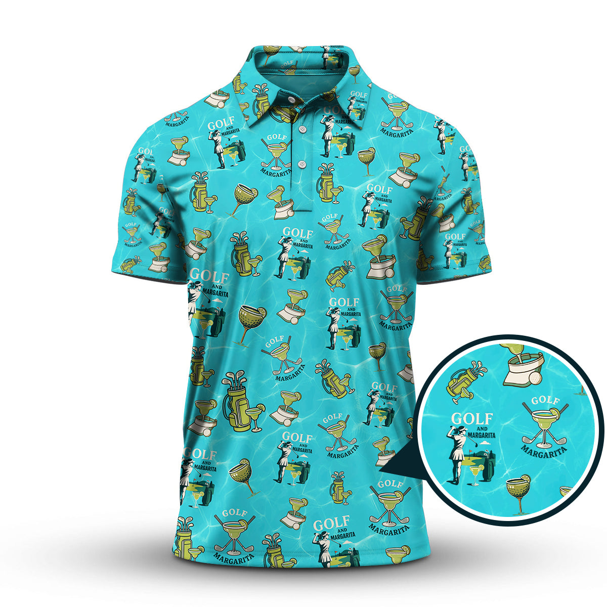 Golf And Margarita Pattern Shirts, Funny Cocktail Golf Polos For Women, Ladies Golf Shirt