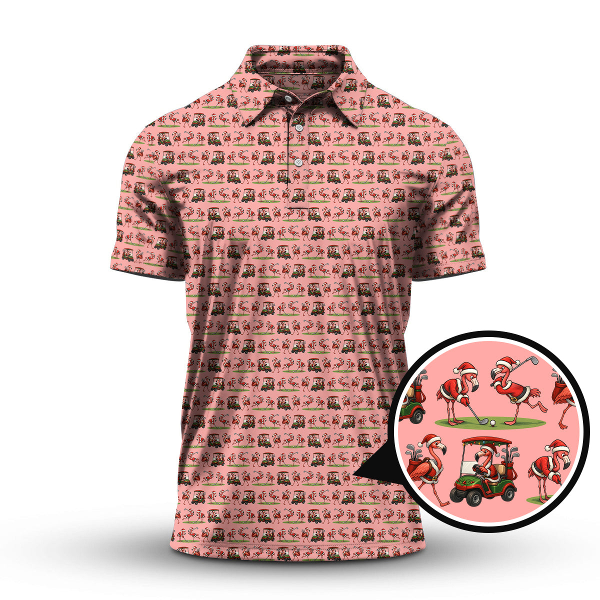 Funny Pattern Golf Shirt, Flamingo Golf Shirt, Christmas Golf Shirt For Golfer